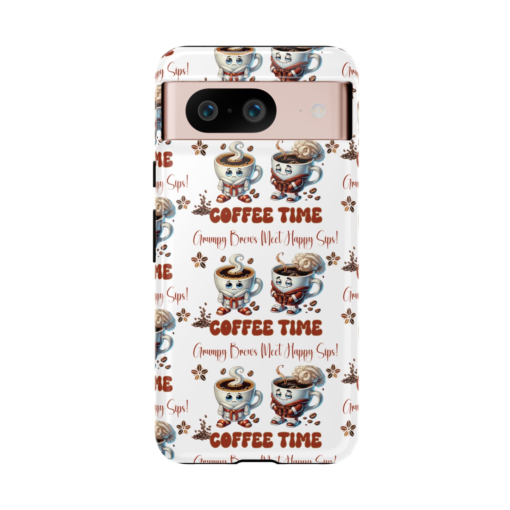 Grumpy Brews Meet Happy Sips Phone Case Compatible with iPhone, Samsung & Pixel | Fun, Durable Protection for Coffee Lovers | Unique Design, Shockproof & Scratch-Resistant Perfect for Coffee Lover - MRSBYVALLE