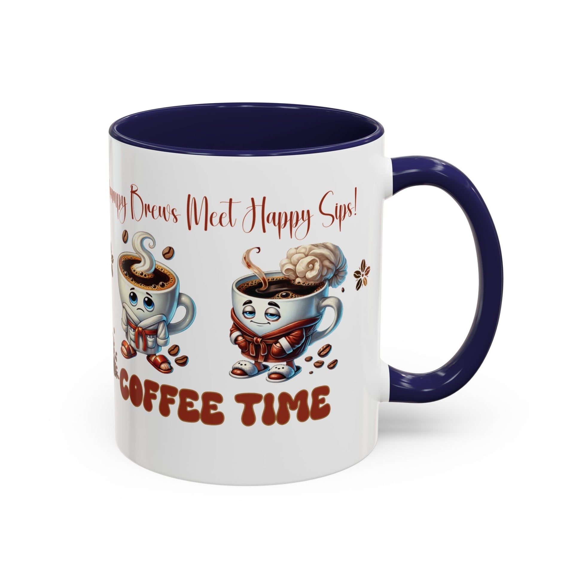 Grumpy Brews Meet Happy Sips Ceramic Mug - Funny Coffee Cup, Cute Tea Mug, Sarcastic Drinkware, Unique Gift, Kitchen Decor Accent Coffee Mug (11, 15oz) - MRSBYVALLE