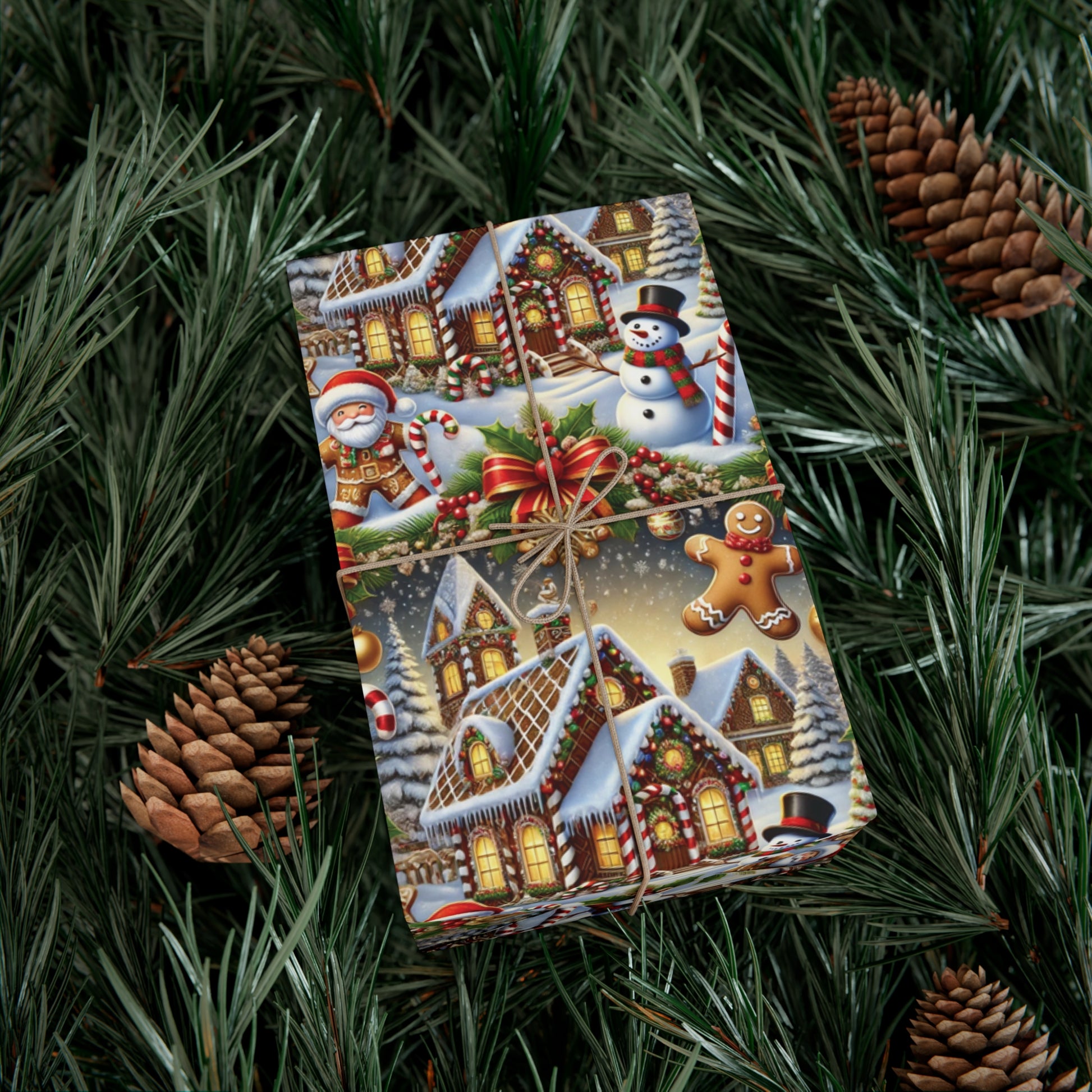 Gingerbread House & Snowman Christmas Wrapping Paper Festive Holiday Gift Wrap with Vibrant Perfect for Christmas Presents and Seasonal Decor - MRSBYVALLE