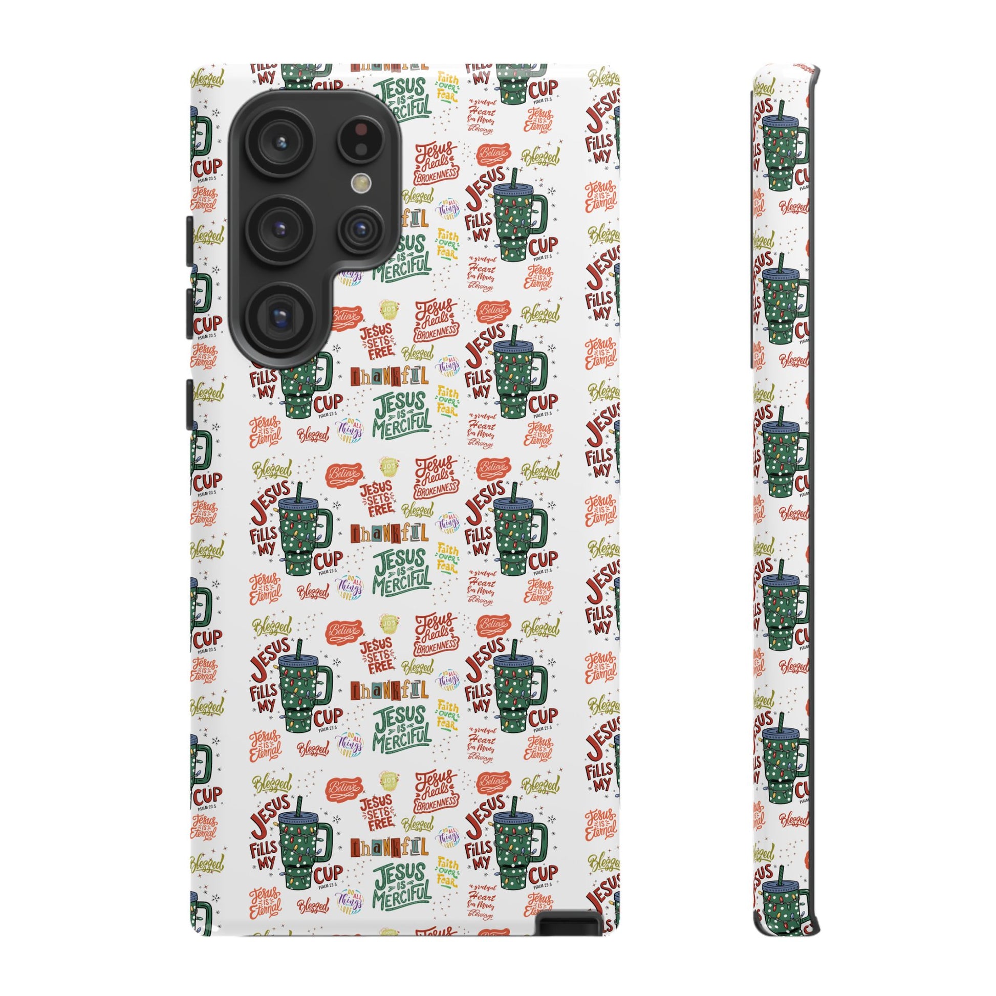 Jesus Fill My Cup Phone Case Cute Floral Design in Red, Pink, Blue – Aesthetic Protective Case for iPhone and  Android