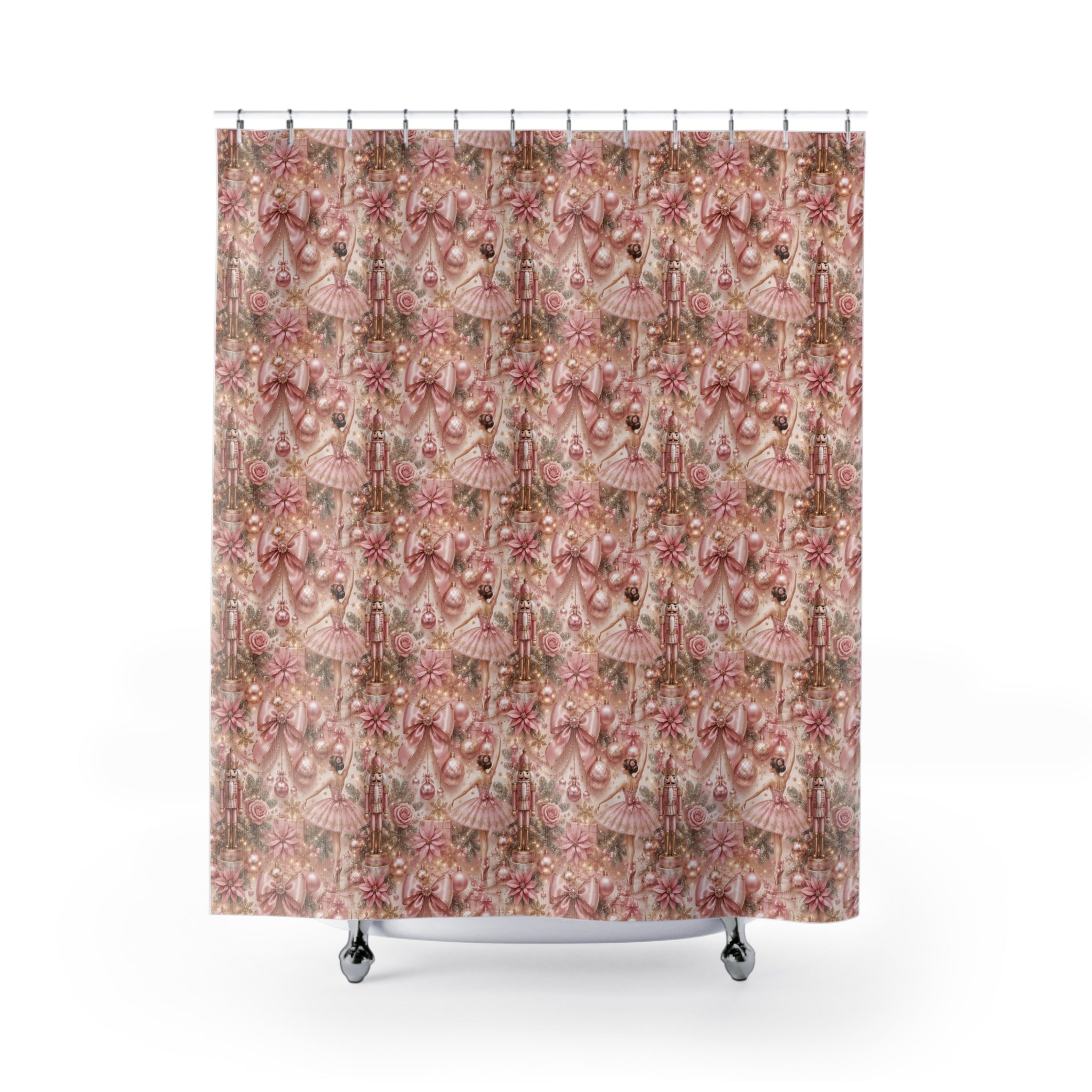Shower Curtains - Pink Nutcracker Ballet Elegant Christmas Theme Housewarming