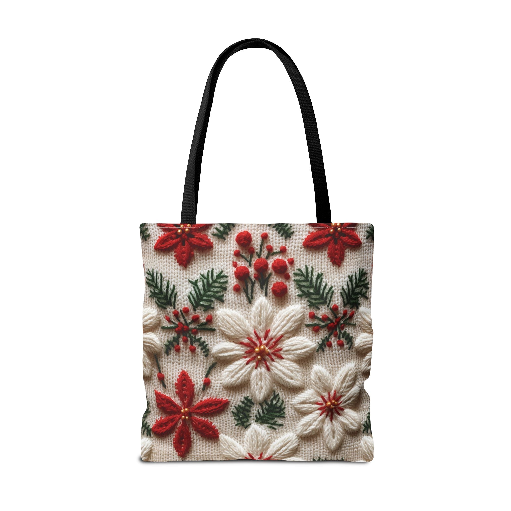 Festive Poinsettia Christmas Tote Stylish Holiday Bag for Shopping, Gifts, and Everyday Use - Durable, Reusable, and Perfect for Spreading Cheer This Holiday Season - MRSBYVALLE