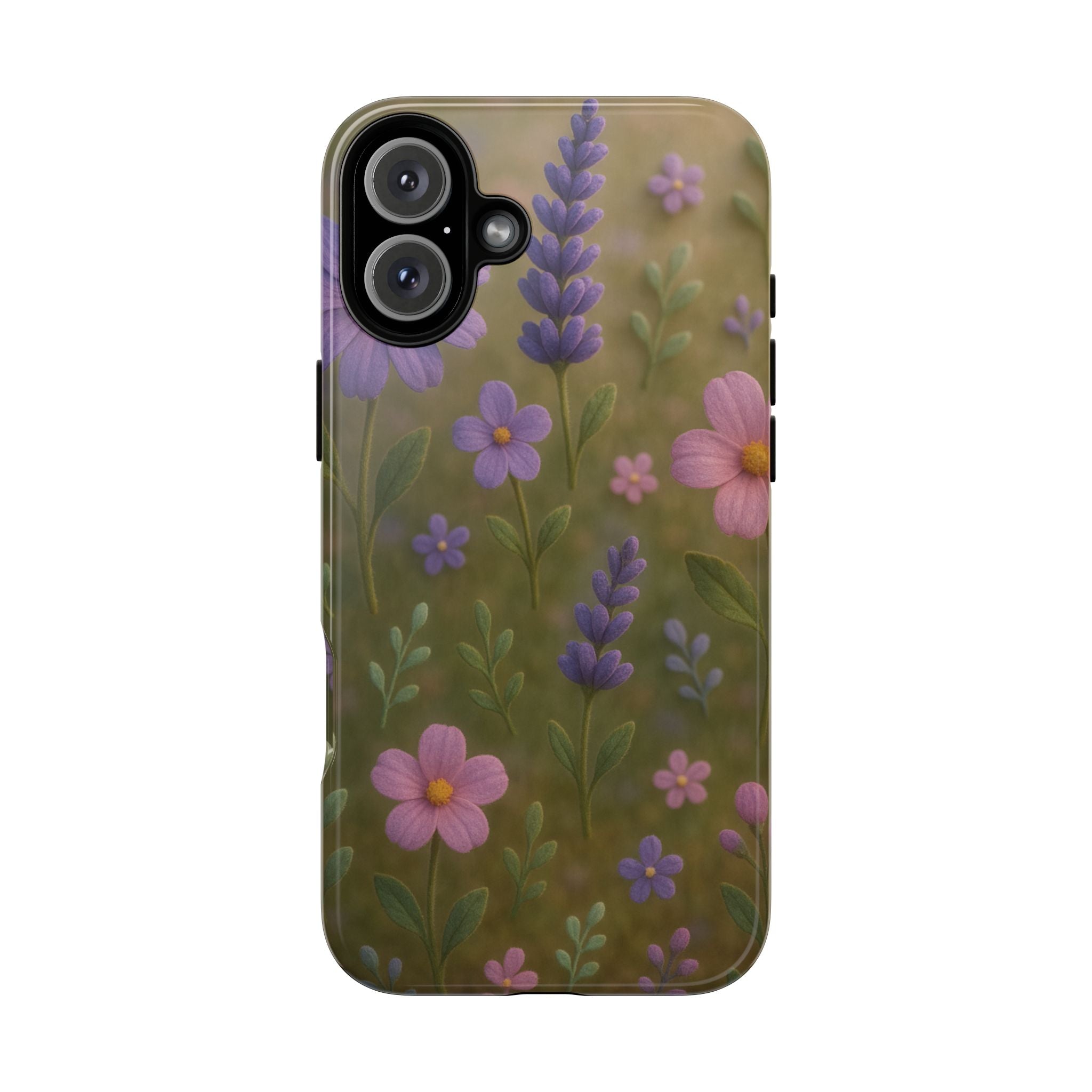 Pastel Flowers 3D Illusion Wildflower Phone Case Cute Pastel Floral Design in Lavender, Pink, Mint Green Aesthetic Protective Case for iPhone and  Android