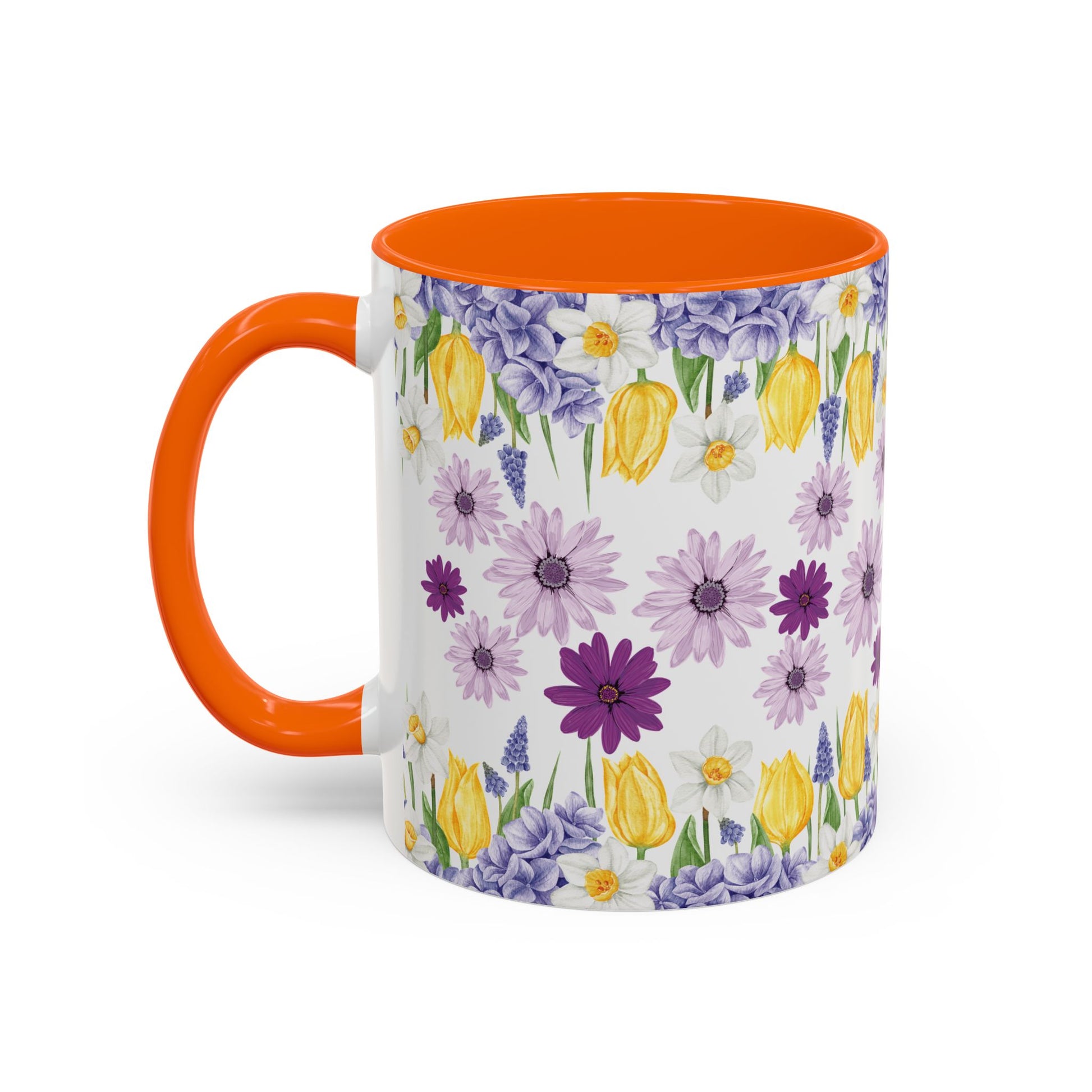 Botanical Floral Mug  Lavender & Yellow Flowers, Ceramic 11oz & 15oz Cup, Ideal Gift for Coffee Lovers, Mother's Day, or Cozy Spring Mornings