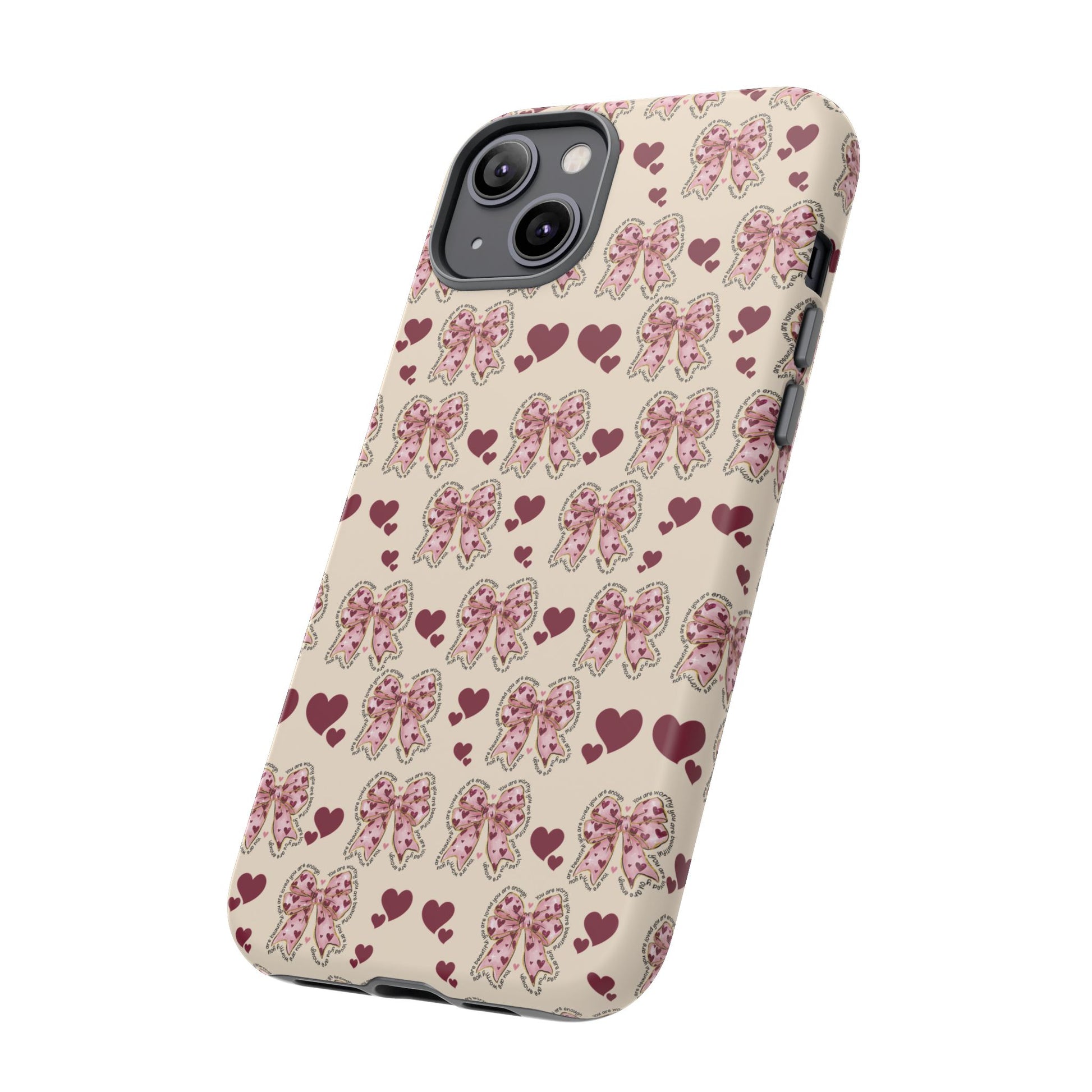 Charming Hearts & Pink Bows Phone Case Stylish & Durable Protection for Your Device | Scratch-Resistant, Slim Fit, and Lightweight Design for Everyday Use for iPhone & Android | Fresh Nature-Inspired Design!