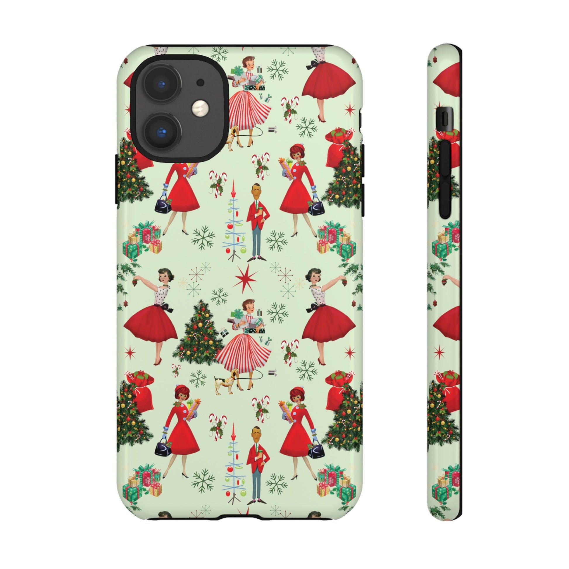 1950s Vintage Phone Case - Retro Christmas Design | Unique Holiday Protection for Your Device | Stylish & Durable Cover Gift for Her Phone 15, Samsung iPhone Samsung Accessory Gift for Her