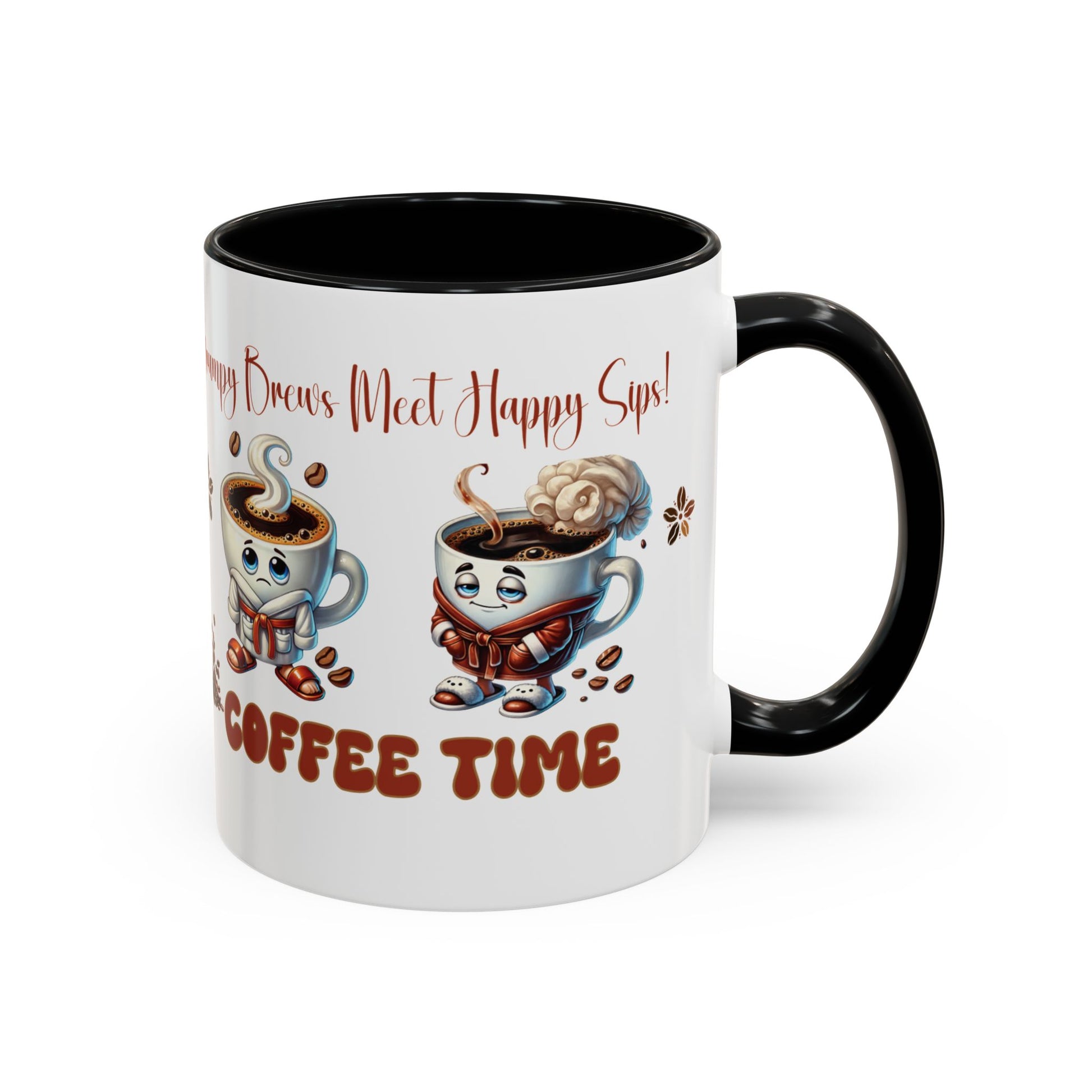 Grumpy Brews Meet Happy Sips Ceramic Mug - Funny Coffee Cup, Cute Tea Mug, Sarcastic Drinkware, Unique Gift, Kitchen Decor Accent Coffee Mug (11, 15oz) - MRSBYVALLE