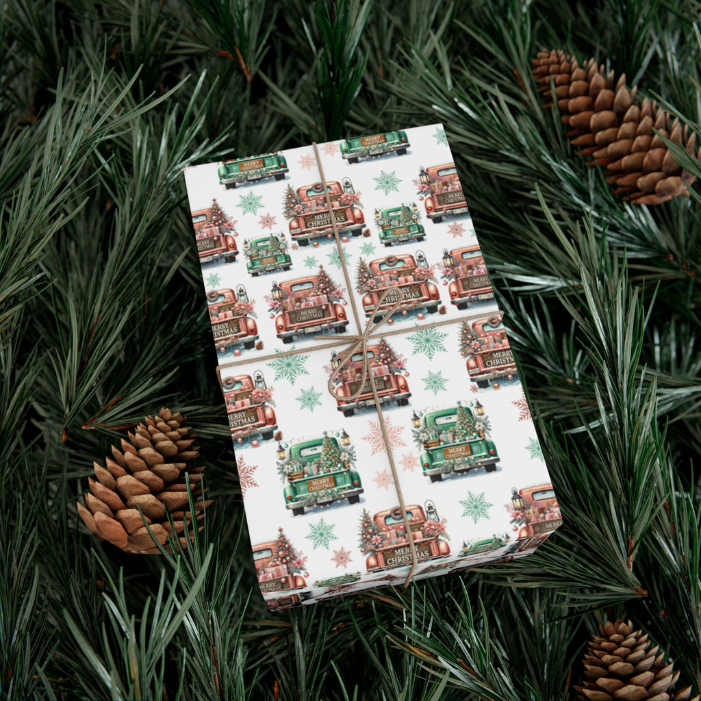 Charming Pink & Mint Green Christmas Pickup Gift Wrap Paper – Festive and Unique Holiday Wrapping, Perfect for Adding a Playful Touch to Your Gifts - MRSBYVALLE