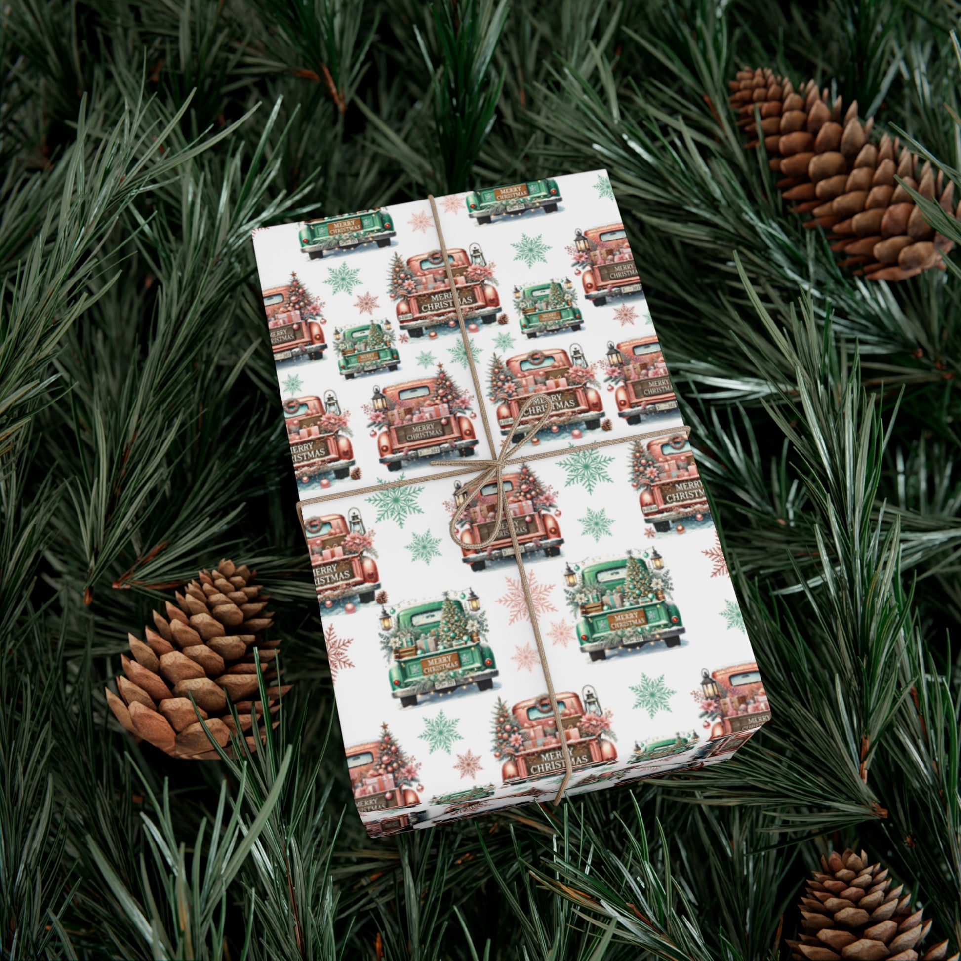 Charming Pink & Mint Green Christmas Pickup Gift Wrap Paper – Festive and Unique Holiday Wrapping, Perfect for Adding a Playful Touch to Your Gifts - MRSBYVALLE