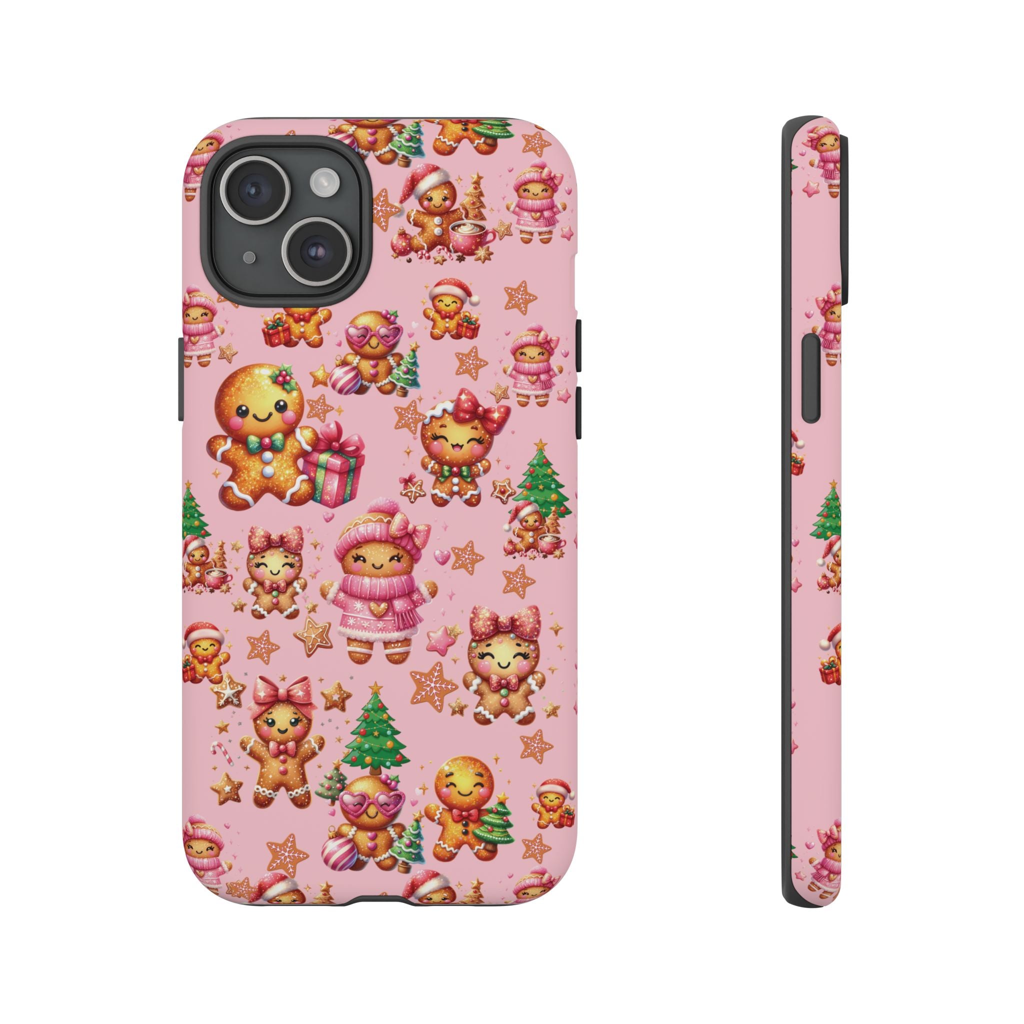 Adorable Pink Gingerbread Girl Phone Case Girly Holiday Vibes, Sweet Christmas Aesthetic, Cute & Festive Gift Idea for Her, Fun Protective Cover