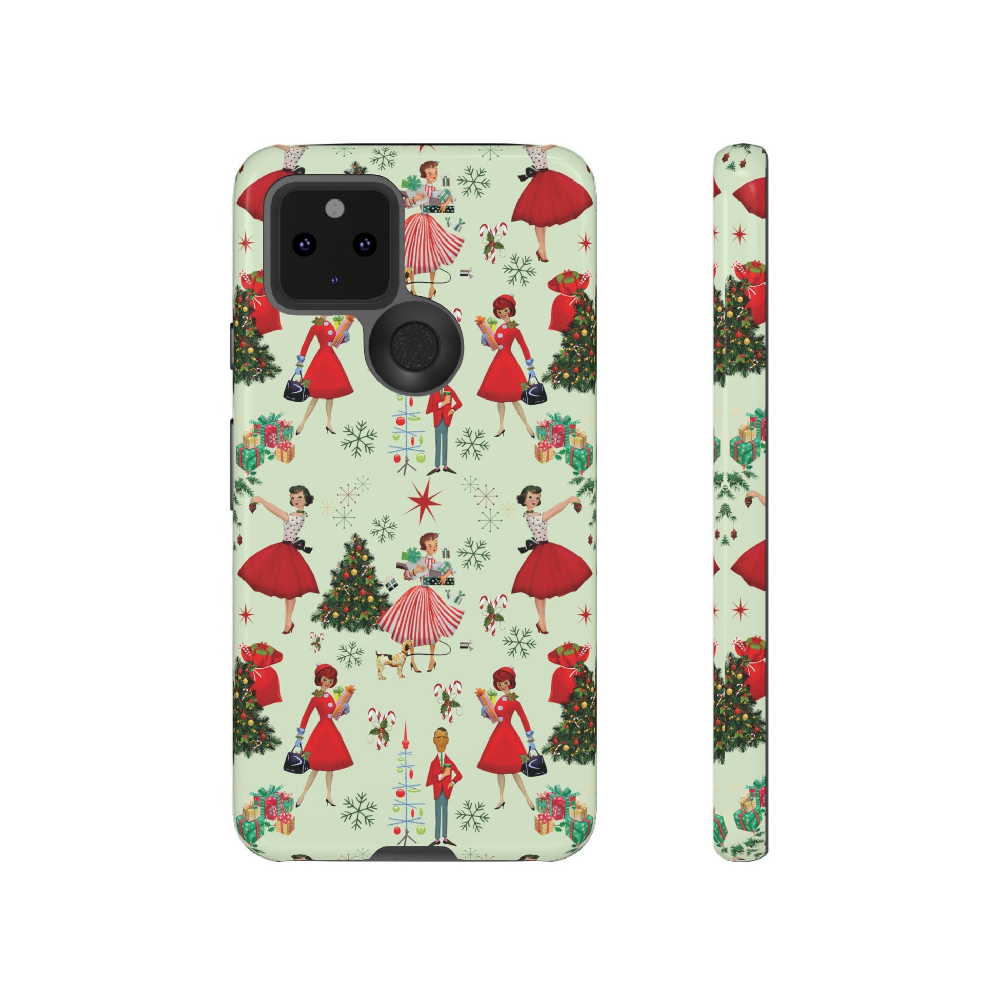 1950s Vintage Phone Case - Retro Christmas Design | Unique Holiday Protection for Your Device | Stylish & Durable Cover Gift for Her Phone 15, Samsung iPhone Samsung Accessory Gift for Her