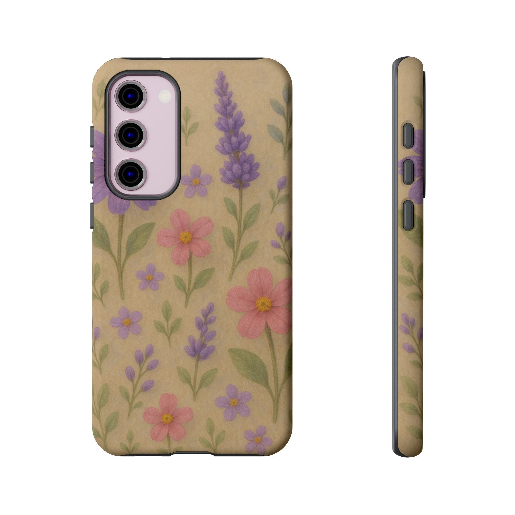3D Illusion Wildflower Phone Case Cute Pastel Floral Design in Lavender, Pink, Mint Green – Aesthetic Protective Case for iPhone and  Android