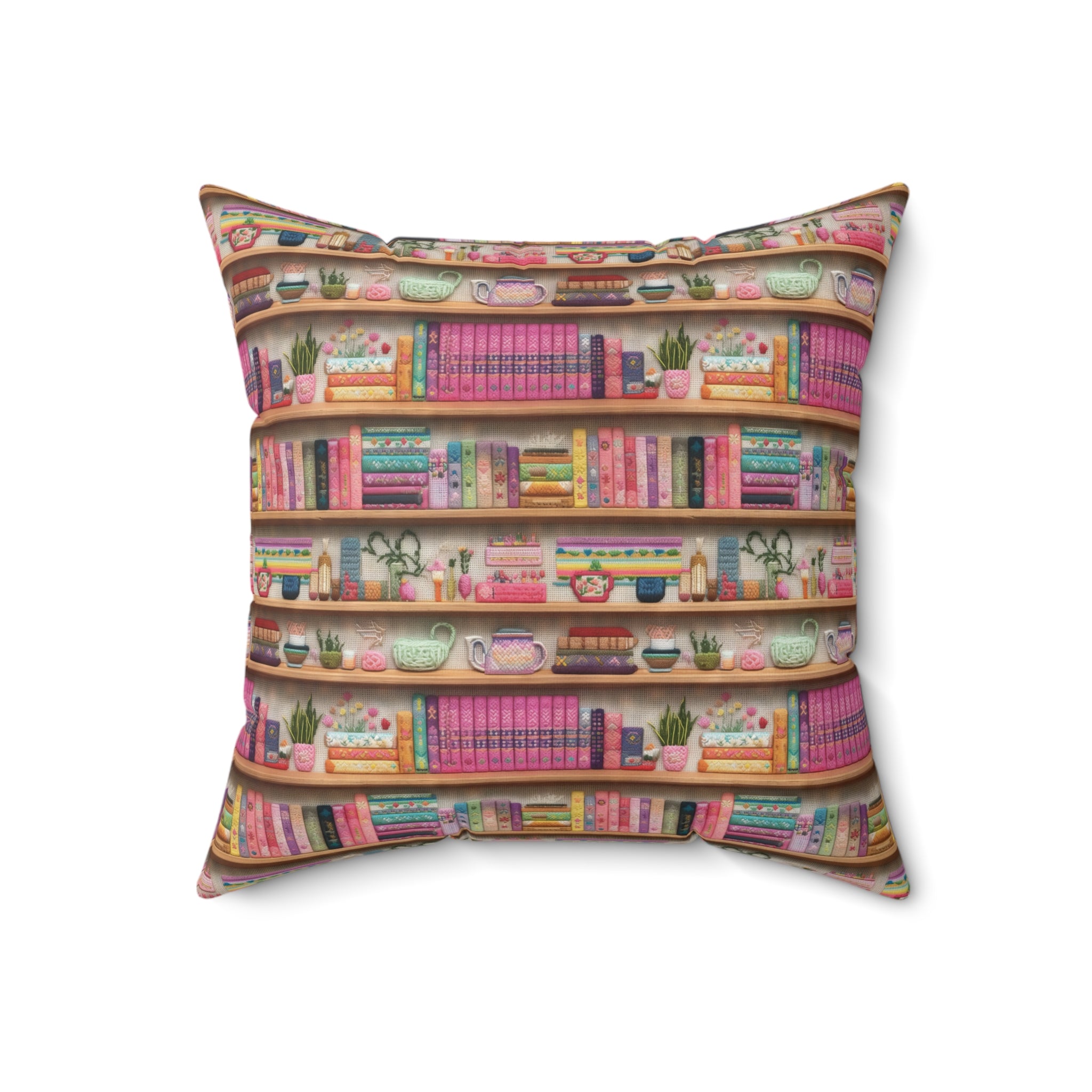 Books Chic 3D Embroidery Illusion  Flowers Square Pillow for Sofa, Bed, or Chair Premium Quality, Soft, and Durable | Perfect for Couch, Bed, or Chair | Elegant Bedrooms Pillow Gift New House, Bridal Shower