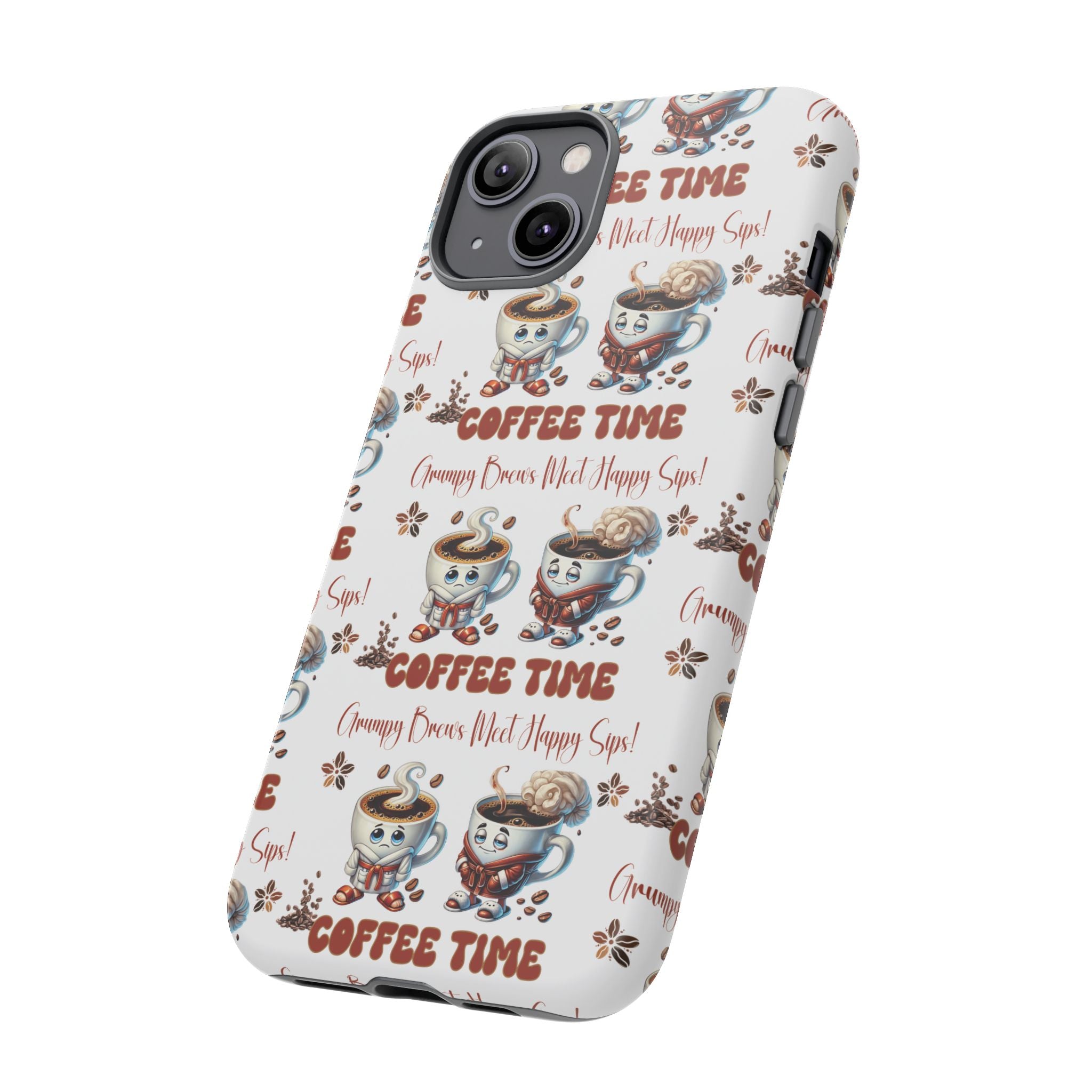 Grumpy Brews Meet Happy Sips Phone Case Compatible with iPhone, Samsung & Pixel | Fun, Durable Protection for Coffee Lovers | Unique Design, Shockproof & Scratch-Resistant Perfect for Coffee Lover - MRSBYVALLE