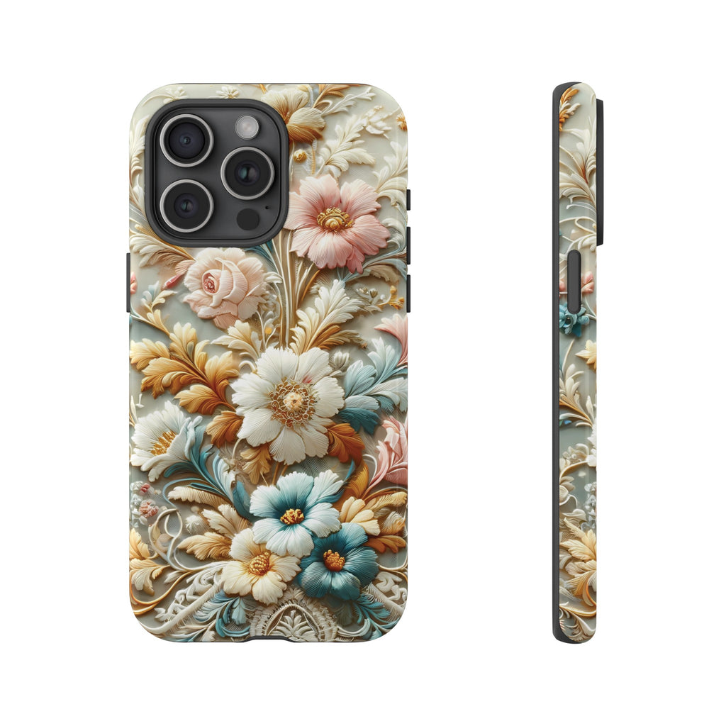 3D Elegant Faux Flowers Phone Case Stylish & Durable for iPhone Samsung Gift iPhone 15, 14, 13 Samsung Pixel Gift for Mom Accessory Gift for Her