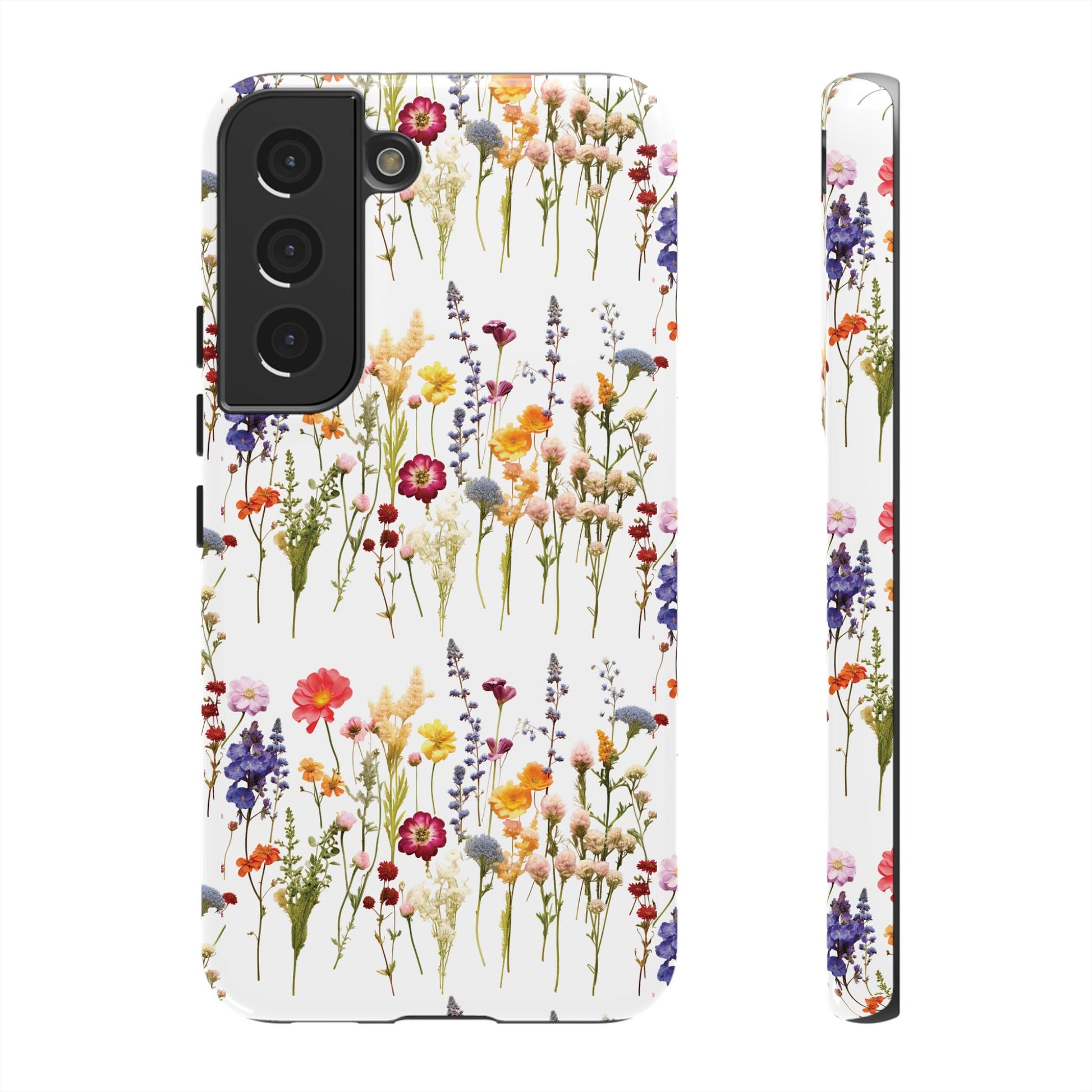 White Best Phone Case Press Flowers Floral 3D Illusion Luxury Tough Case Floral Elegant Durable Stylish for Modern Devices iPhone 17, 16, 15, Samsung iPhone Samsung Accessory Gift for Her