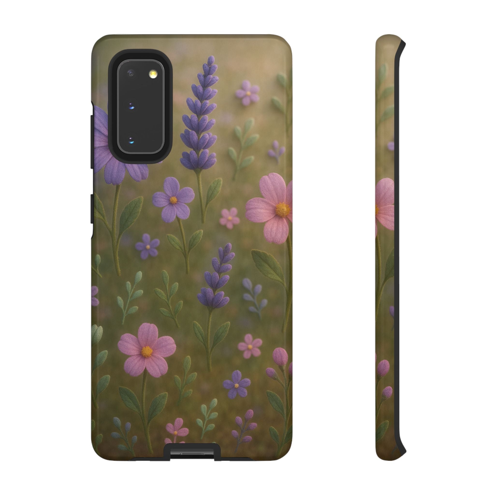 Pastel Flowers 3D Illusion Wildflower Phone Case Cute Pastel Floral Design in Lavender, Pink, Mint Green Aesthetic Protective Case for iPhone and  Android
