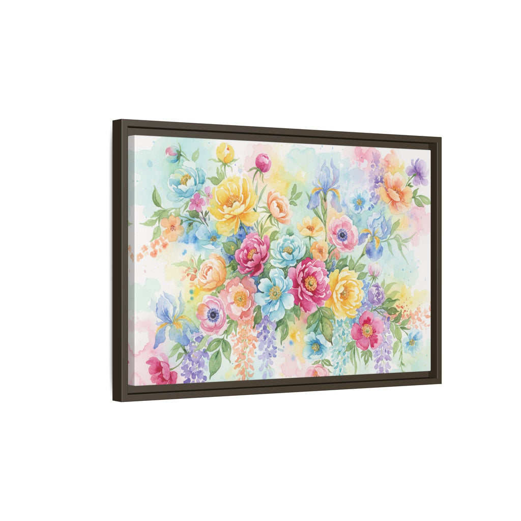 Toile Bouquet Floral Aquarelle, Art Mural Mat Encadré | Art Mural Multicolore