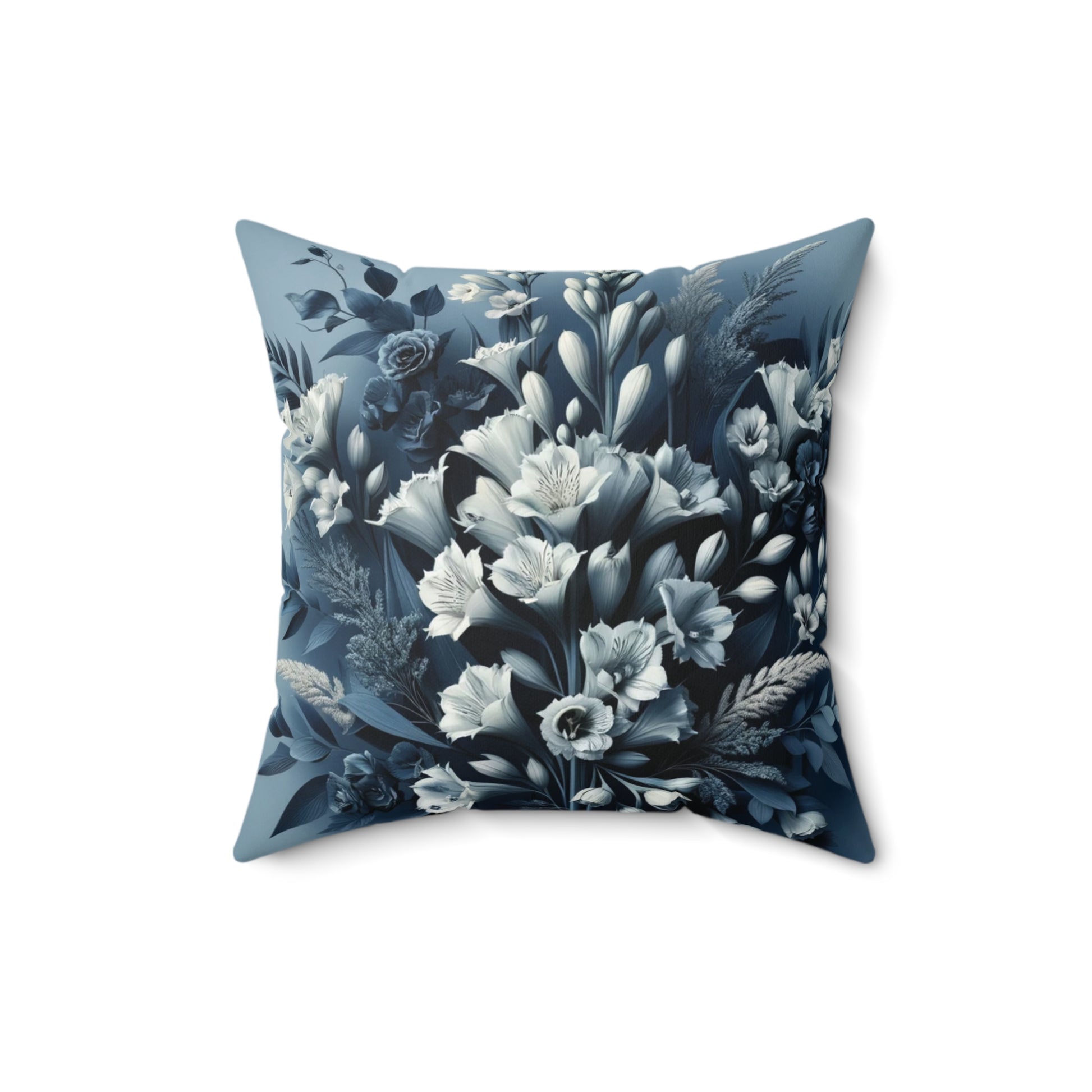 Navy 3D Floral Illusion Pillow Cover: Luxurious Square Cushion Case for Elegant Home Living Room Decor Enhancement Decor Comfort for Living Room, Bedroom or Housewarming Gift New House, Bridal Shower Gift.
