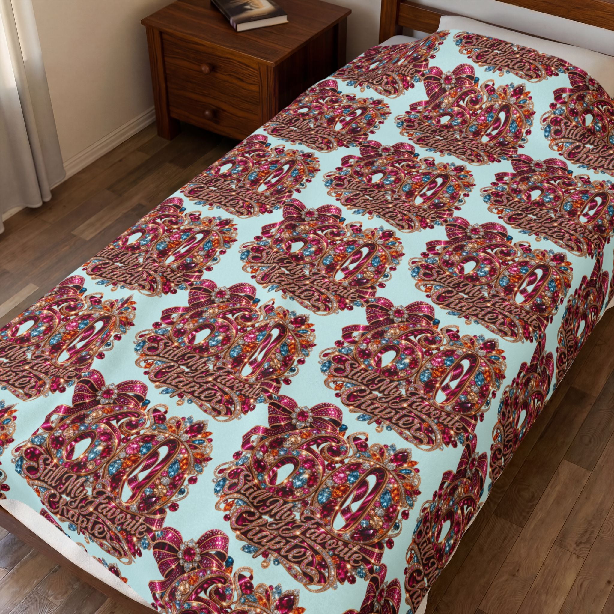 Plush Blanket — Retro Candy Heart Pattern "Sweet Chapter" Velveteen Throw 60 Gift
