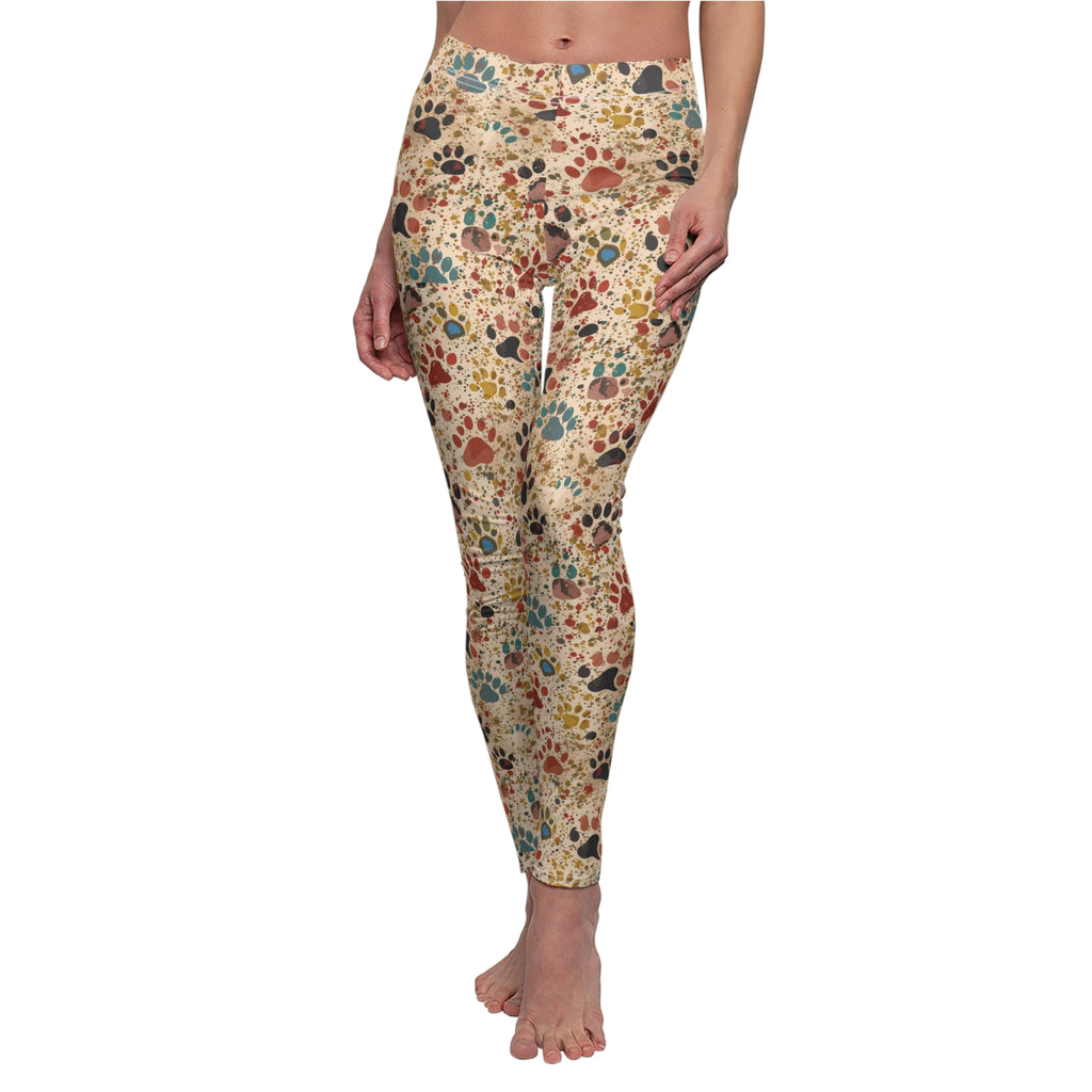 Dog Paws Splatter Pattern Leggings Stylish & Comfy Women's Pants for Everyday Wear, Yoga, or Lounging | Soft, Stretchy, and Perfect for Pet Lovers  Available in Plus Sizes - MRSBYVALLE
