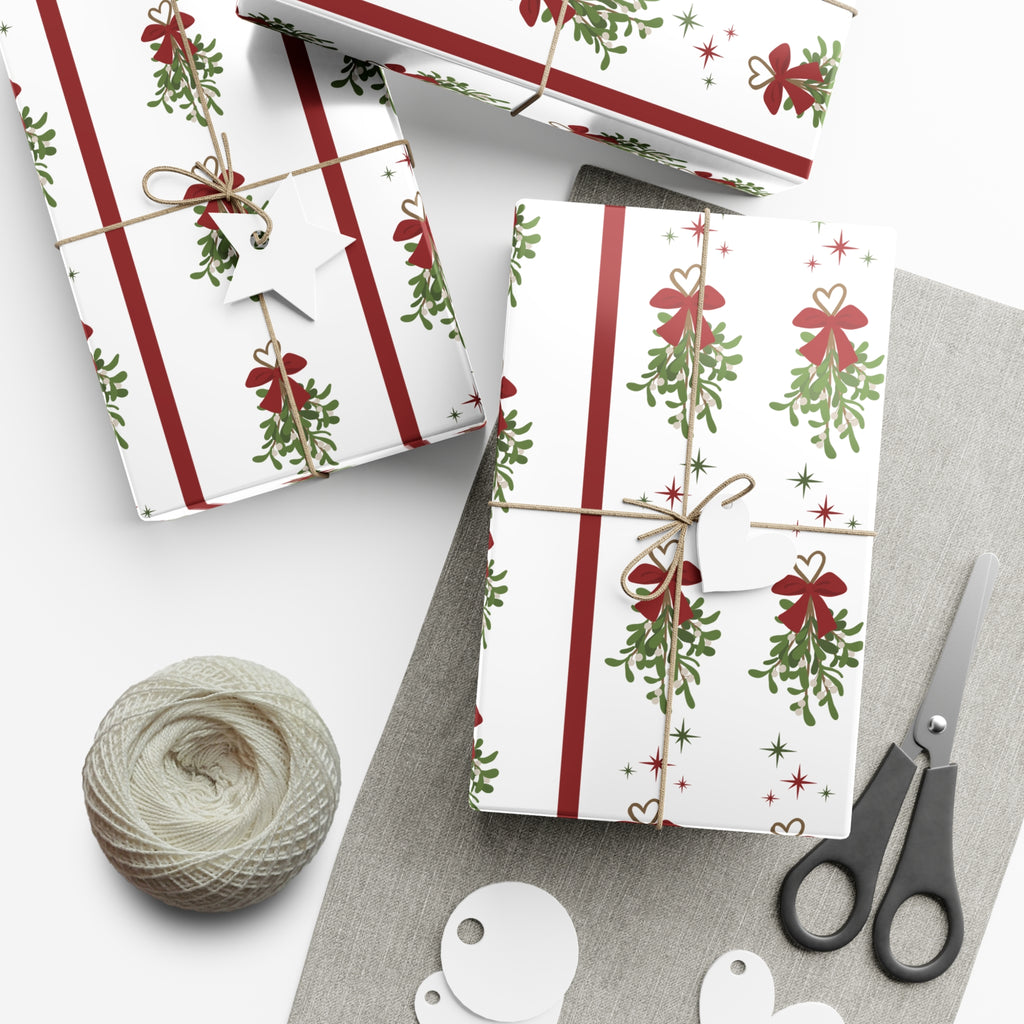 Mistletoe Christmas Wrapping Paper | Elegant 3D Holiday Gift Wrap | Christmas Wrapping paper
