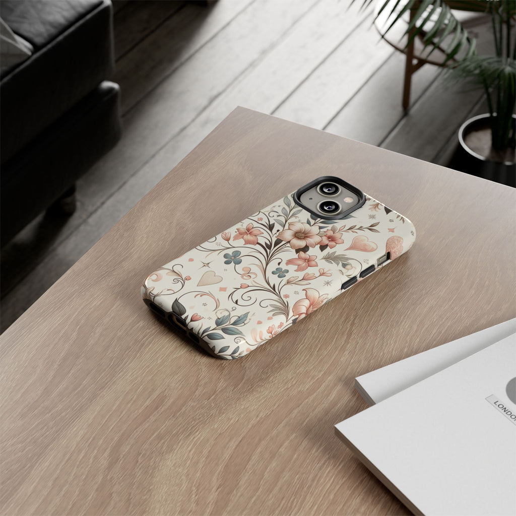 Floral Design Luxury Phone Tough Case Floral Elegant Durable Stylish for Modern Devices iPhone 17, 16 15, Samsung iPhone Samsung Accessory Gift for Her