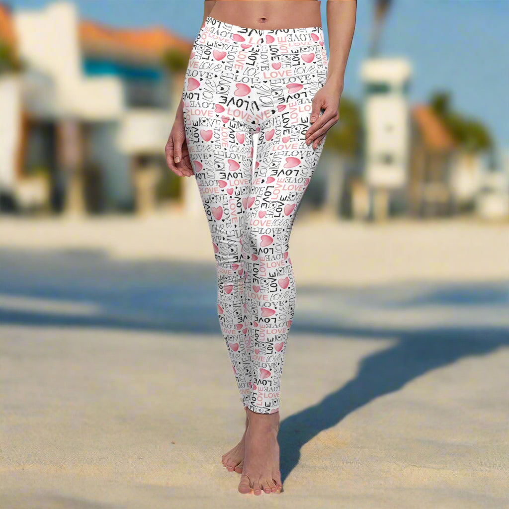 Love with Heart Cute Women's Leggings High-Waisted, Soft, and Comfy for Yoga, Running & Everyday Wear | Trendy Available in Plus Sizes