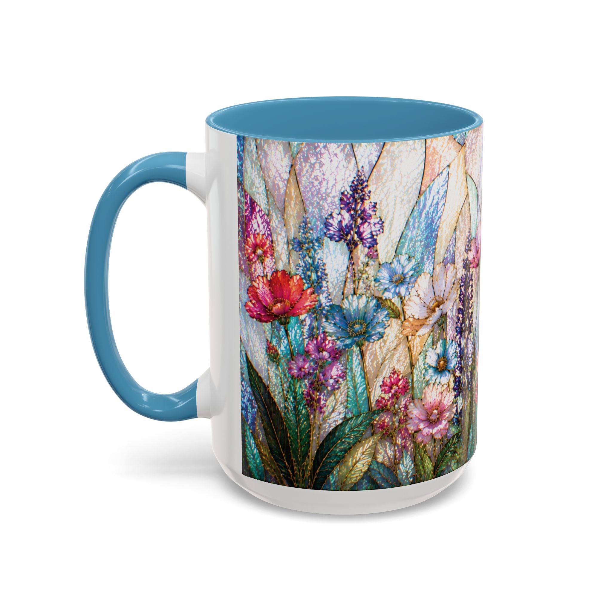 Wildflower Watercolor Coffee Mug Vibrant Wildflower Accent 11/15oz Stain Glass Illusion