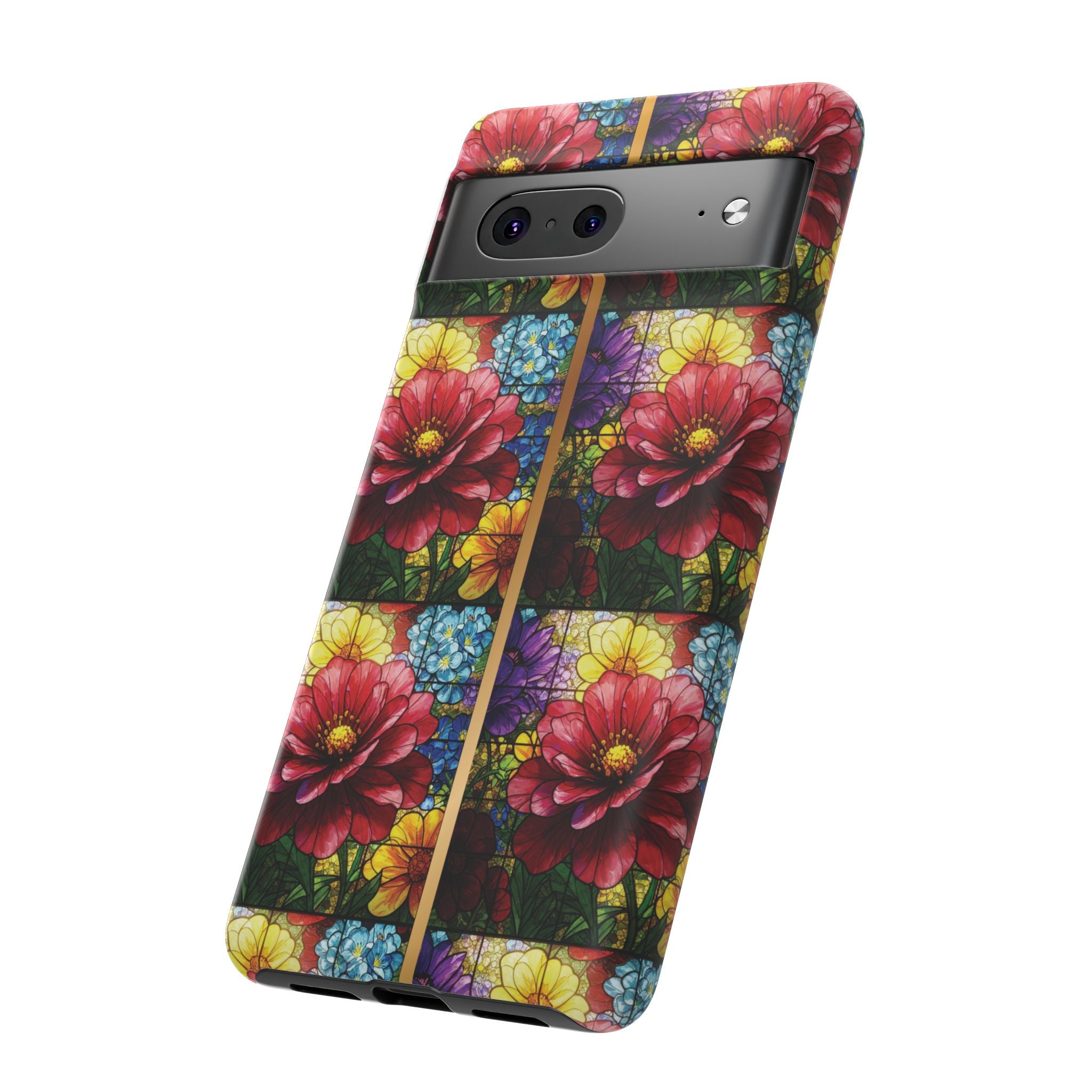 Stained Glass Illusion Floral Phone Case  3D Colorful Flower Design, Protective Christian Gift, Fits iPhone, Samsung, Google Pixel