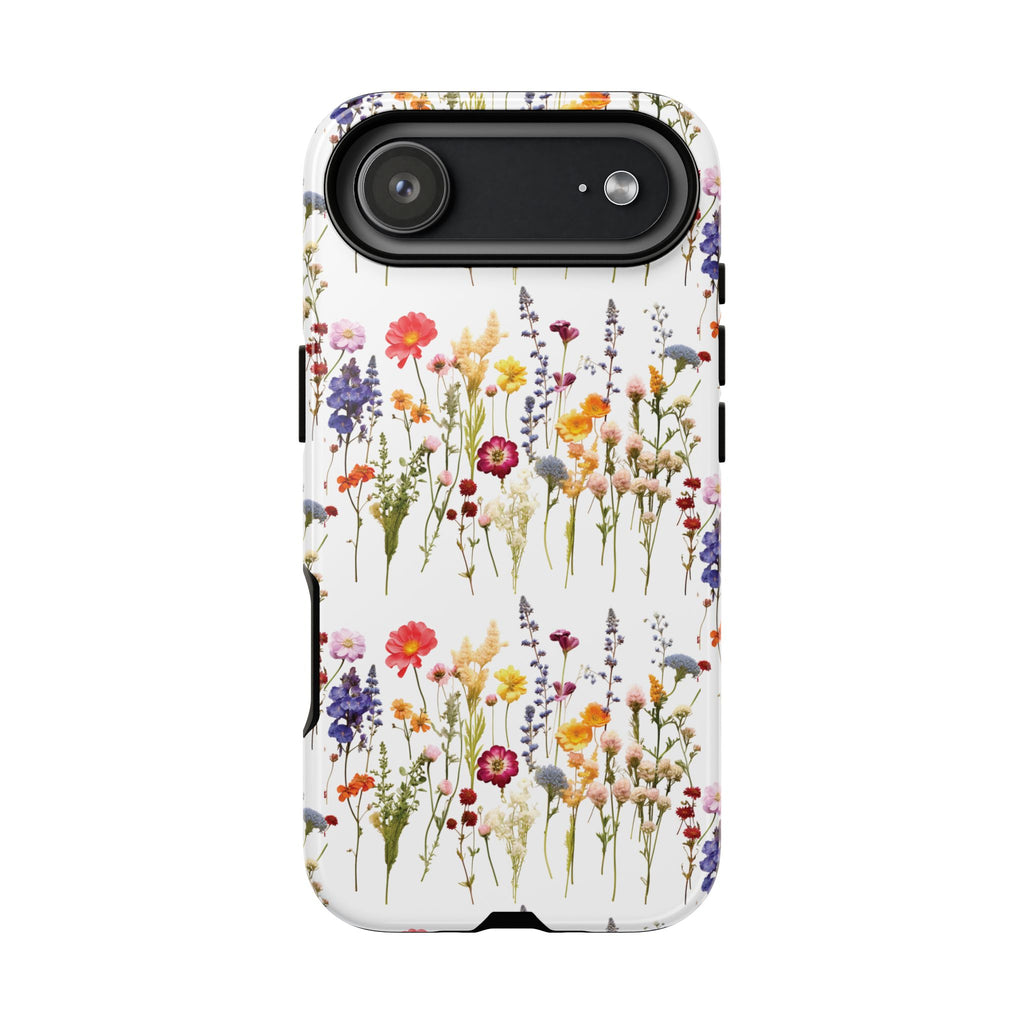White Best Phone Case Press Flowers Floral 3D Illusion Luxury Tough Case Floral Elegant Durable Stylish for Modern Devices iPhone 17, 16, 15, Samsung iPhone Samsung Accessory Gift for Her