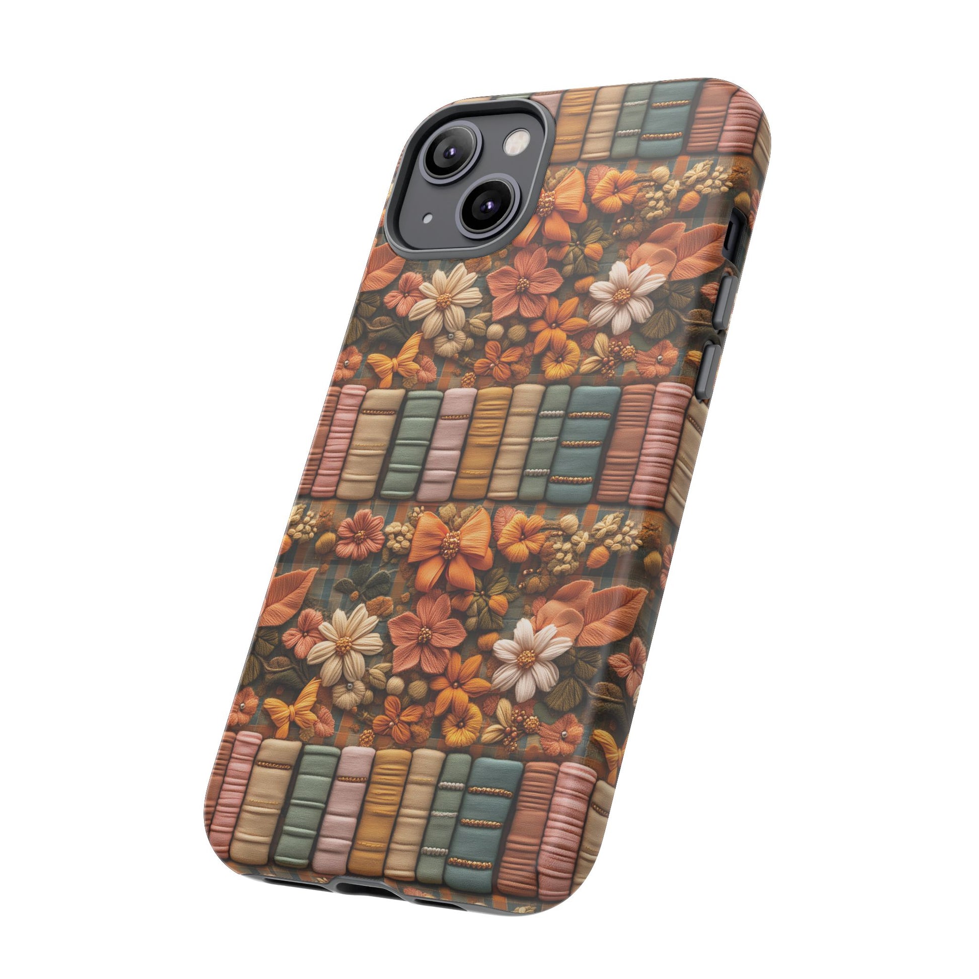 3D Illusion Boho Floral and Books Phone Case Gift for Her Phone 15, Samsung iPhone Samsung Gift for Her Case iPhone 15, Samsung iPhone Samsung Accessory Gift for Her
