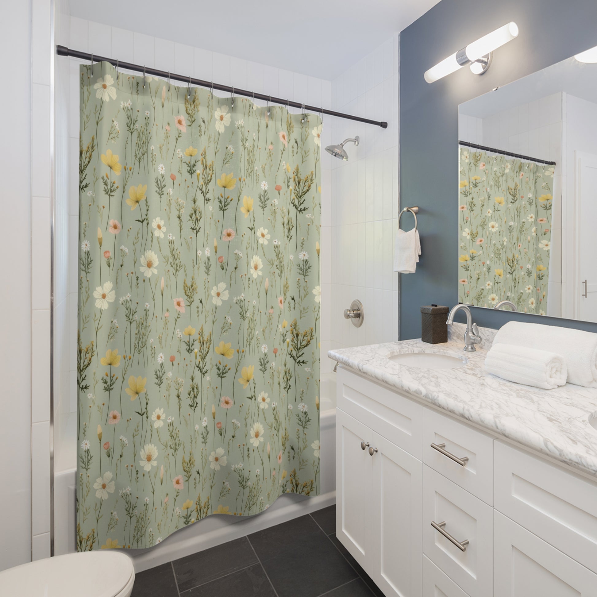 Boho Wildflowers Shower Curtain Vibrant Floral Design for Bohemian Bathroom Décor 100% Polyester, Water-Resistant, and Stylish Upgrade the Bathroom - MRSBYVALLE