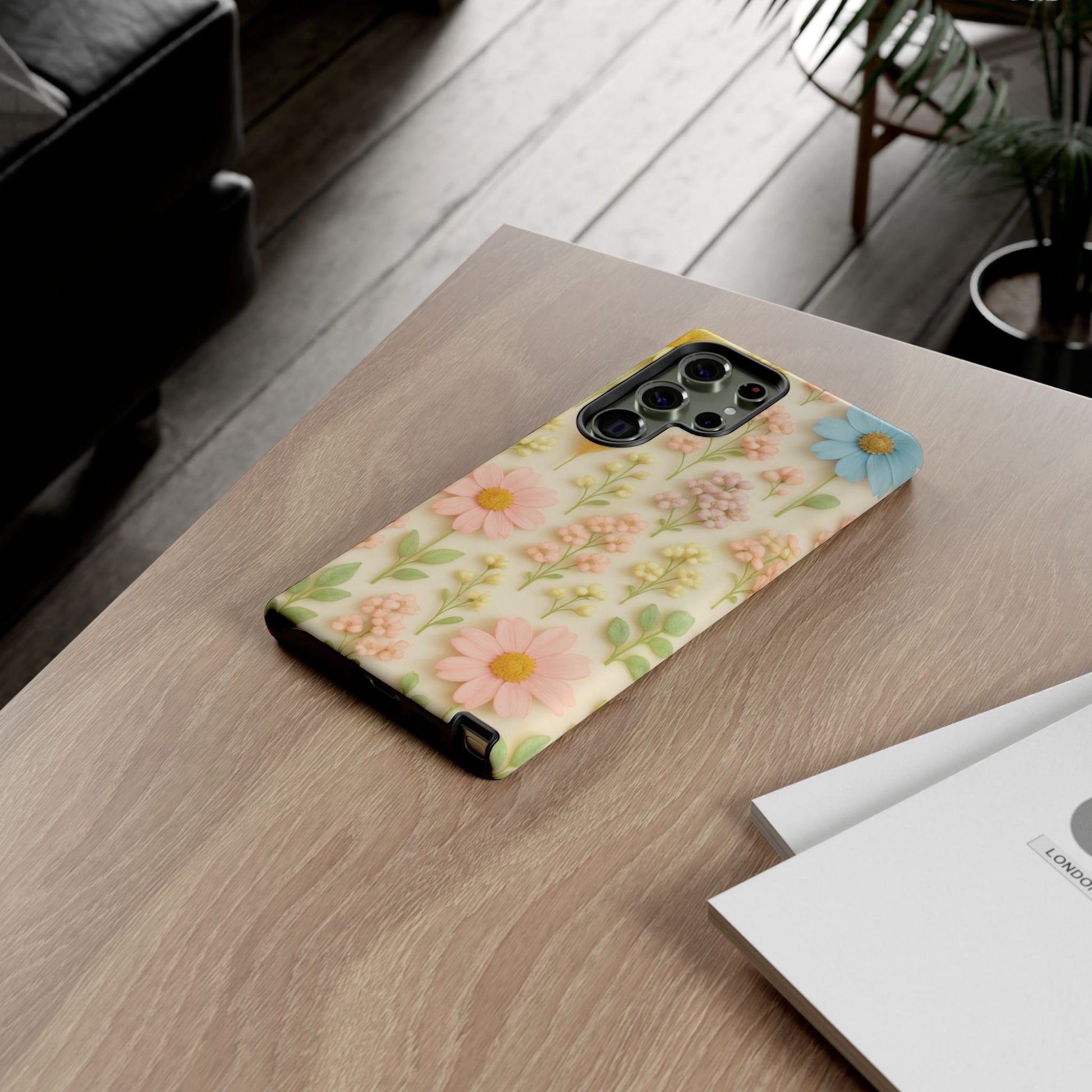 Pastel Dried Flowers Illusion Phone Case 3D Realistic Pressed Floral Design, Bright Botanical Aesthetic, Soft Nature-Inspired CoveriPhone & Galaxy