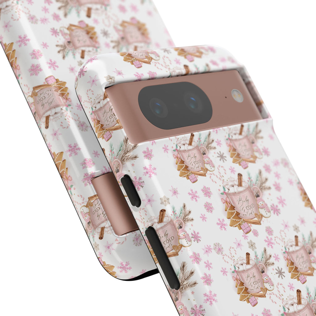 Baby it's Cold Outside Pink and White Phone Case Unique Holiday Protection for Your Device | Stylish & Durable Cover Gift for Her Phone 15, Samsung iPhone Samsung Accessory Gift for Her