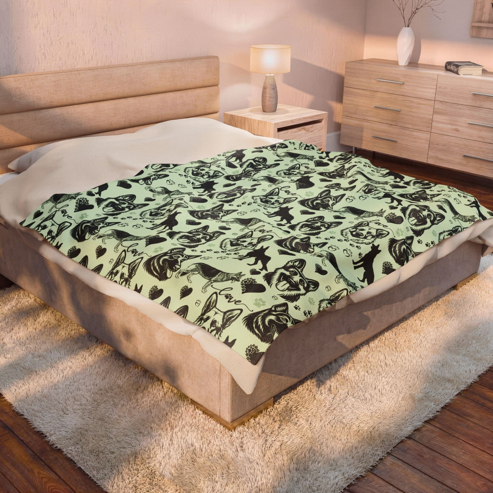 German Shepherd Velveteen Plush Blanket — Cozy Dog Lover Throw