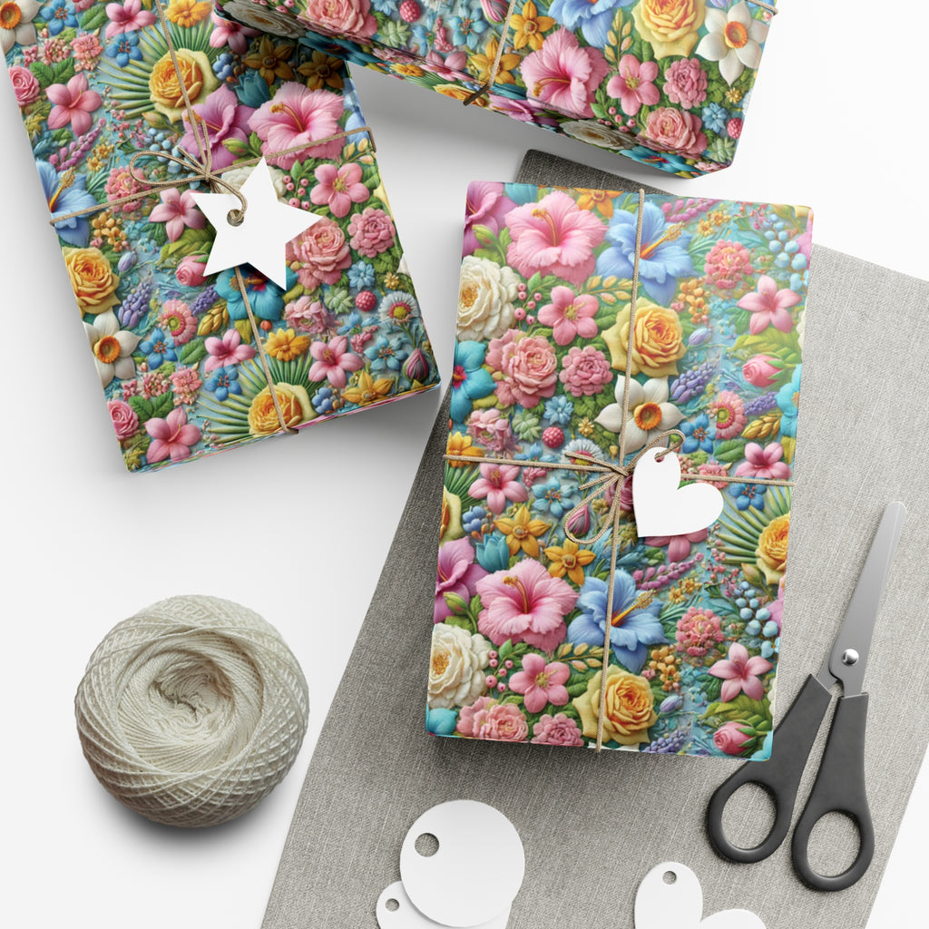Gift Wrap Pastel Floral Wrapping Paper Elegant Flower Design, Premium Quality Gift Wrap for All Occasions, Beautiful Versatile for Birthdays, Weddings, and More Decor - MRSBYVALLE