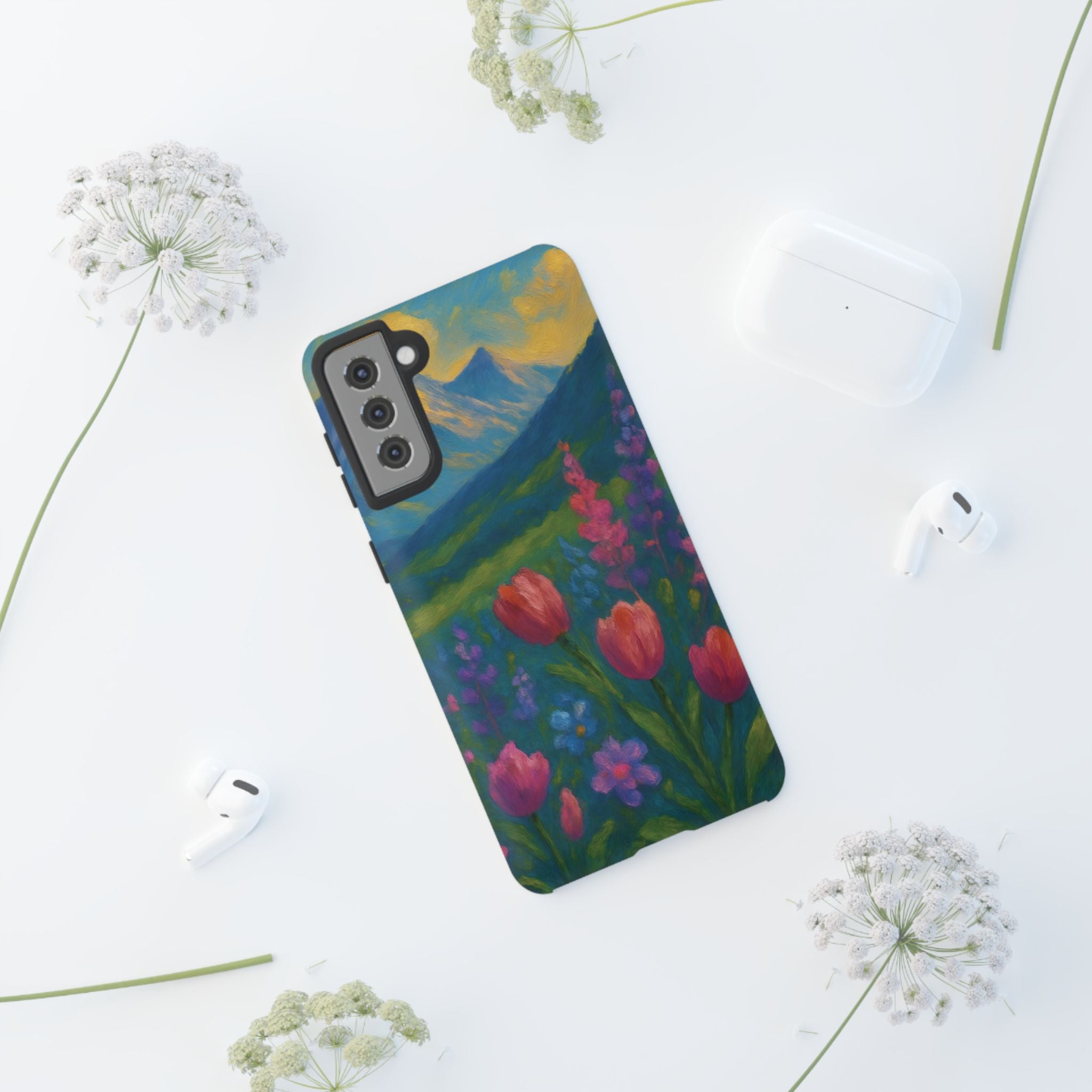 Mountains Wildflowers Phone Case | Vibrant Botanical Floral Design | Nature-Inspired Protective Cover for iPhone & Samsung | Trendy Aesthetic Gift Idea
