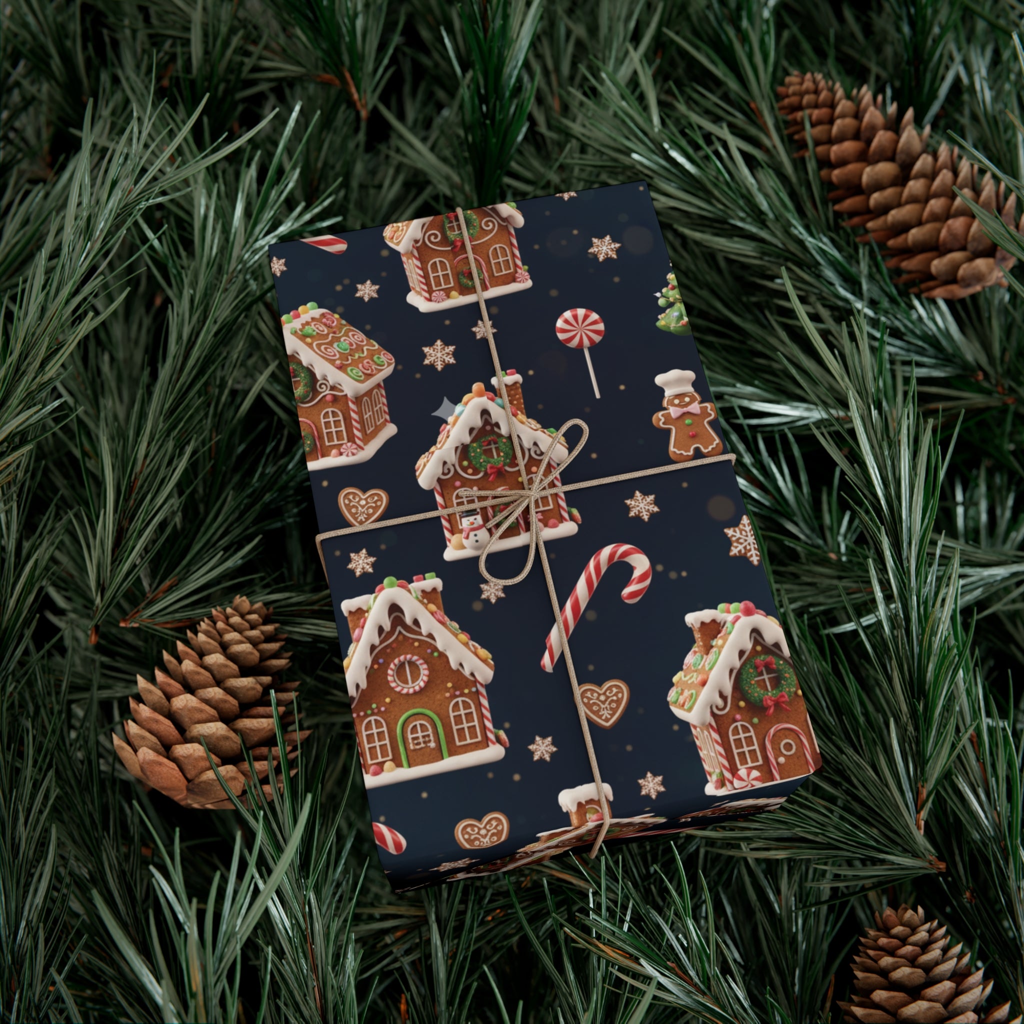 Vintage 3D Gingerbread House Christmas Wrapping Paper | Elegant  Holiday Gift Wrap3 Size Options Available Gift Mom