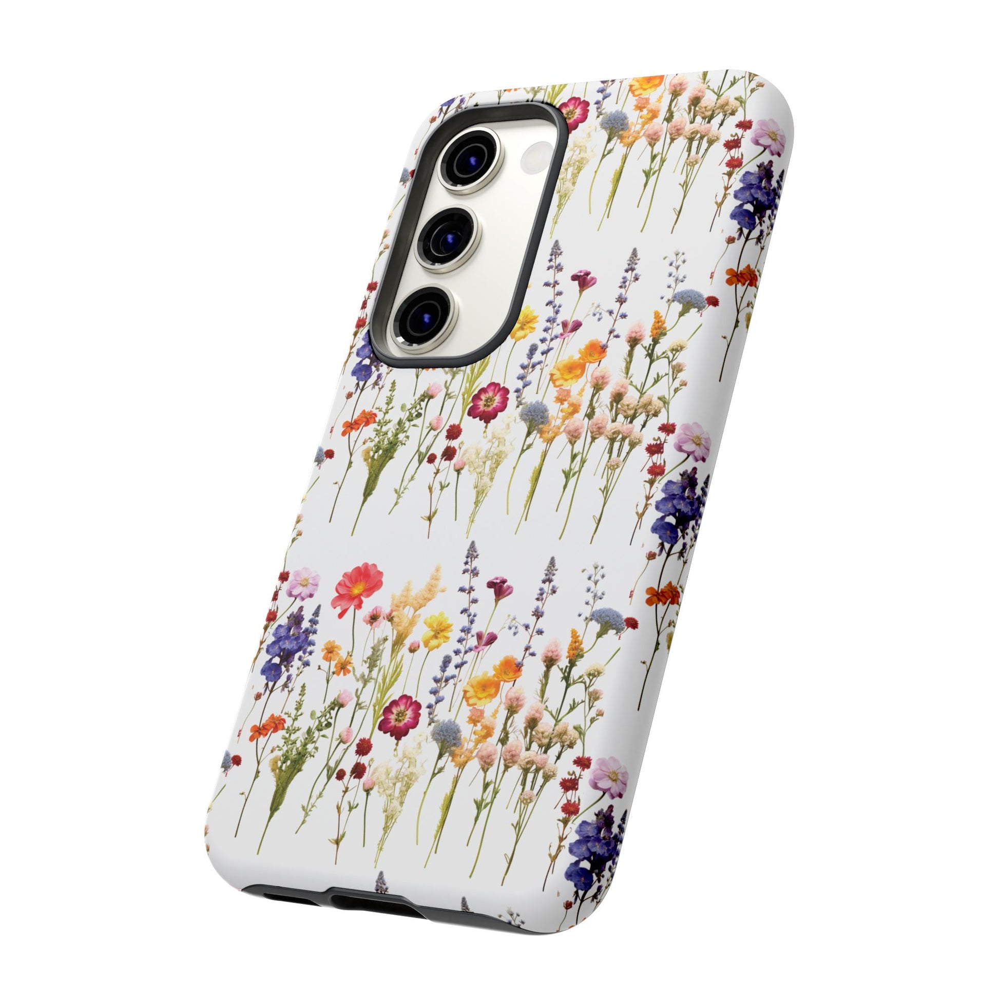 White Best Phone Case Press Flowers Floral 3D Illusion Luxury Tough Case Floral Elegant Durable Stylish for Modern Devices iPhone 17, 16, 15, Samsung iPhone Samsung Accessory Gift for Her