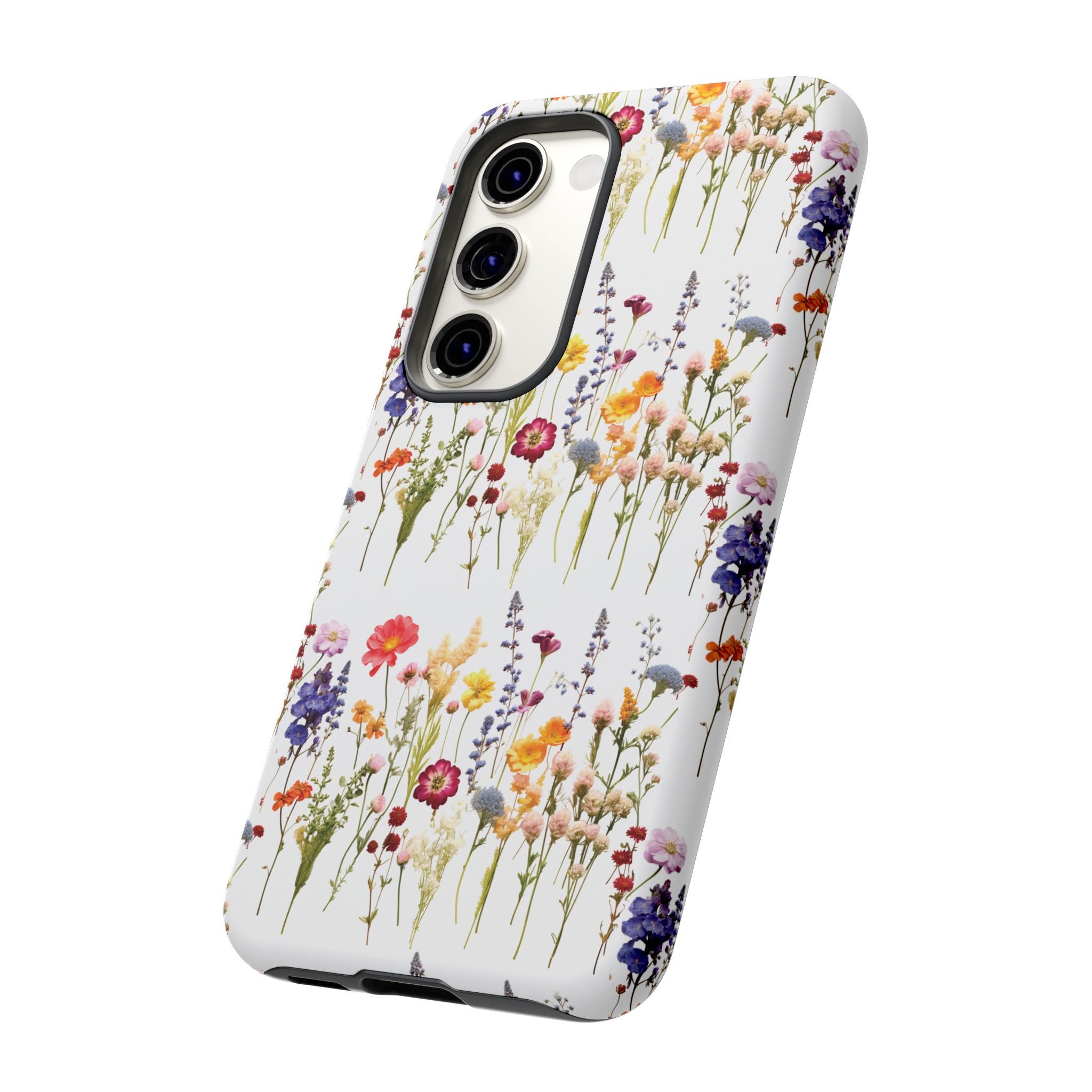 White Best Phone Case Press Flowers Floral 3D Illusion Luxury Tough Case Floral Elegant Durable Stylish for Modern Devices iPhone 17, 16, 15, Samsung iPhone Samsung Accessory Gift for Her
