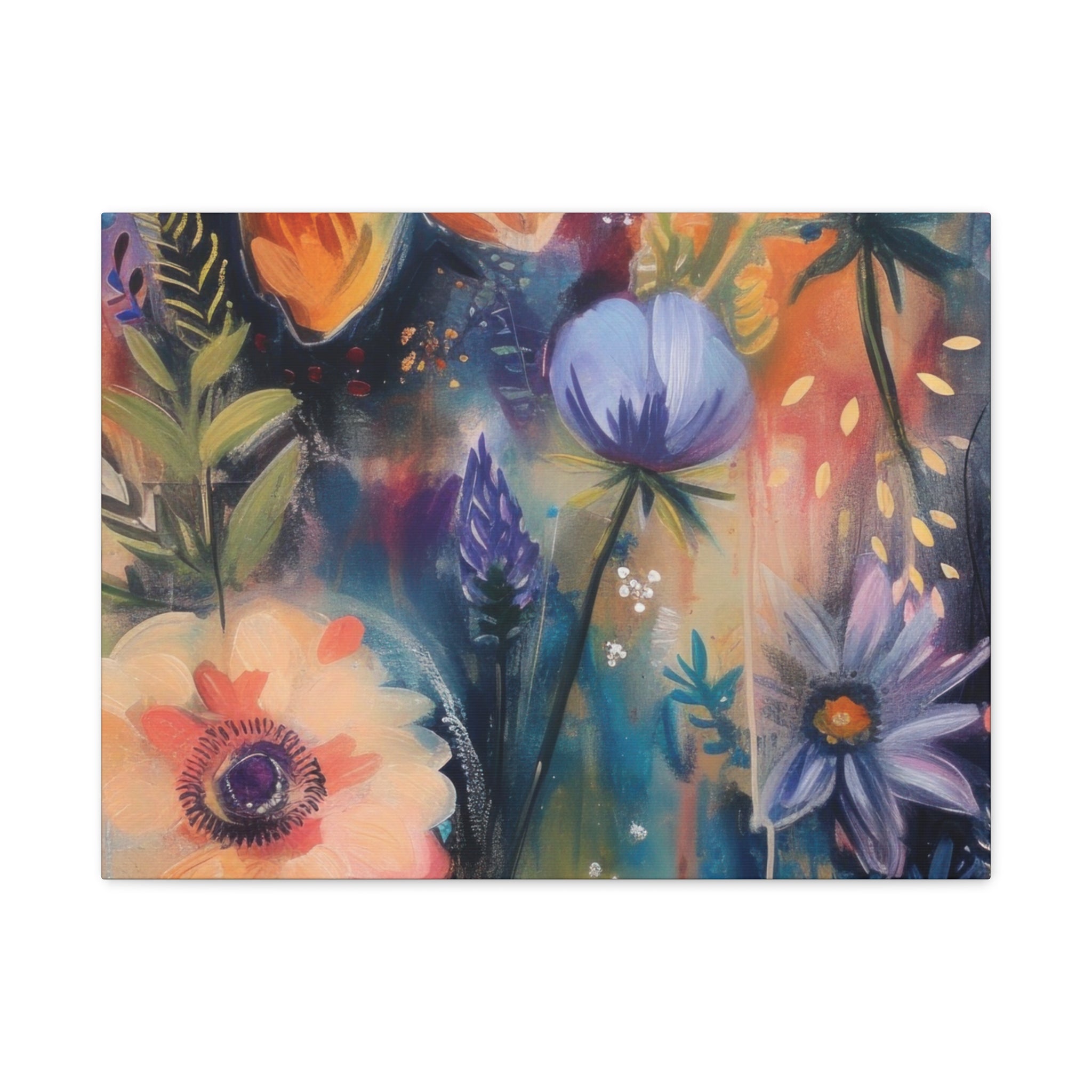 Boho Floral Wall Art Matte Canvas Stretched, Vibrant Botanical Design, Perfect for Living Room, Bedroom, or Office Decor, Adds a Stylish Touch to Any Space1.25" - MRSBYVALLE