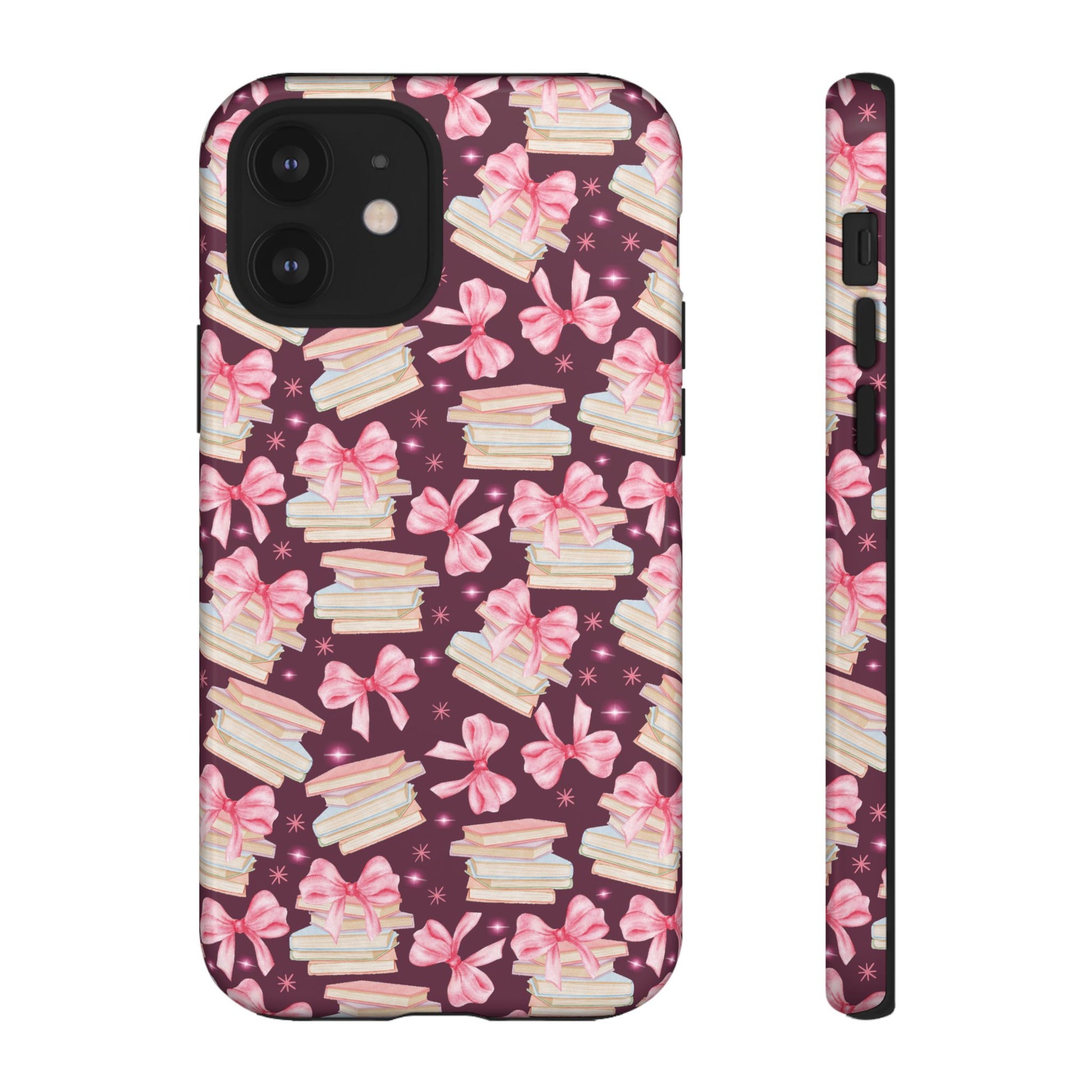 Coquette Pink Bows & Books Phone Case for iPhone 16 15 14 13 12  21 23 Samsung, and Pixel | Stylish Protective Cover Gift for Her Perfect for Floral Lover