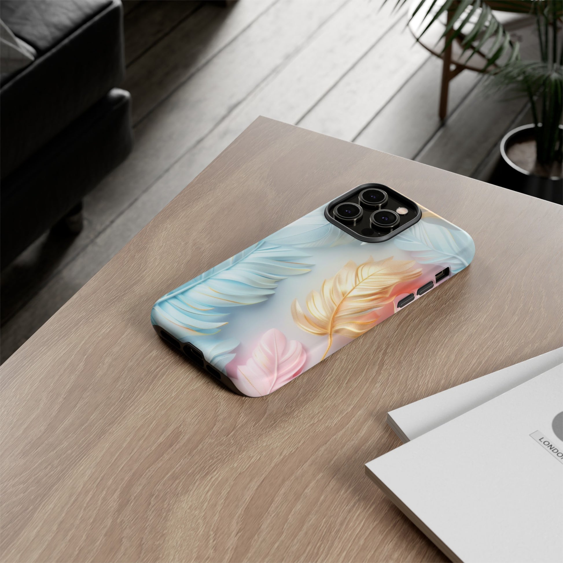 Pastel Feathers Protective Phone Case Gift for Her Phone 15, Samsung iPhone Samsung Gift for Her Case iPhone 15, Samsung iPhone Samsung Accessory Gift for Her