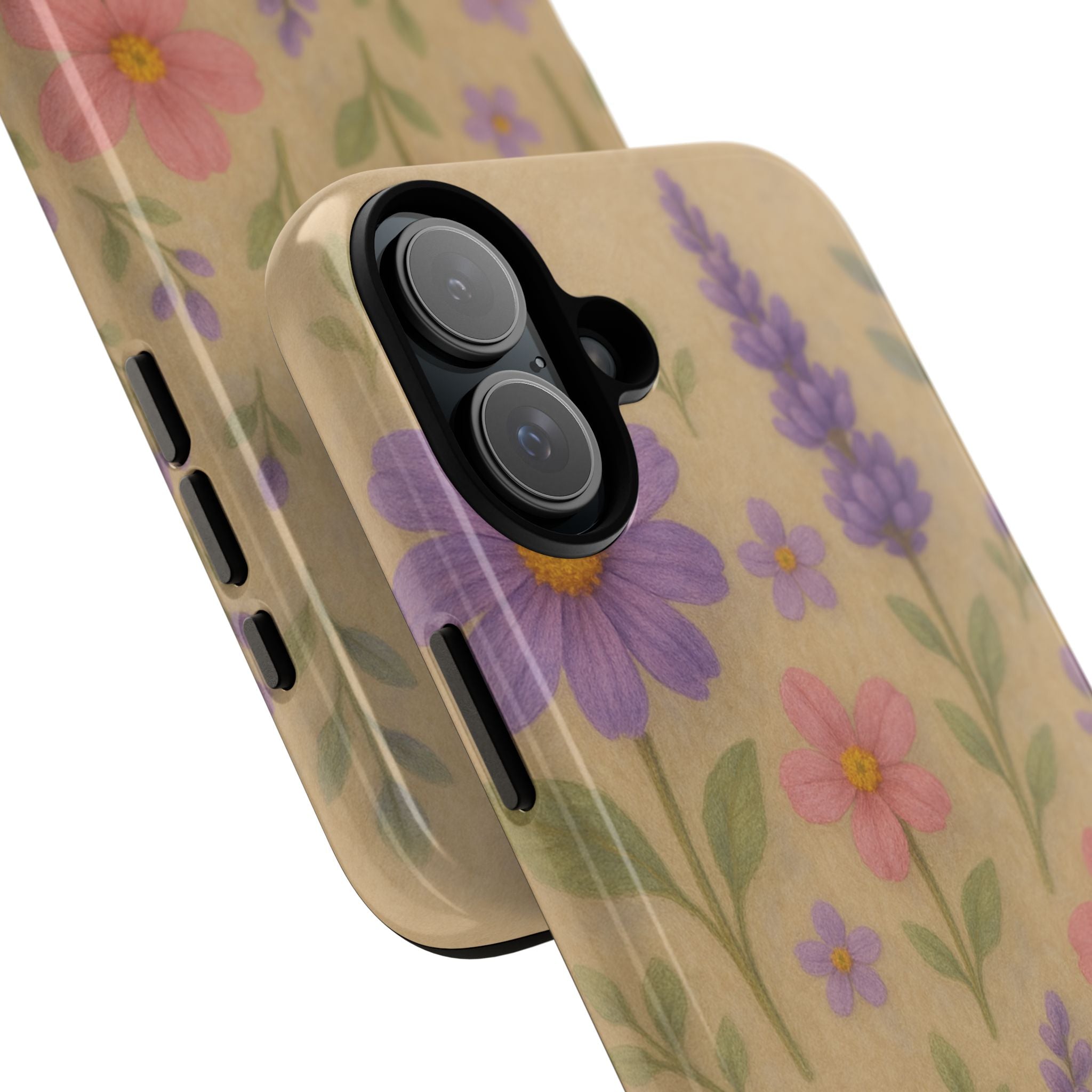 3D Illusion Wildflower Phone Case Cute Pastel Floral Design in Lavender, Pink, Mint Green – Aesthetic Protective Case for iPhone and  Android