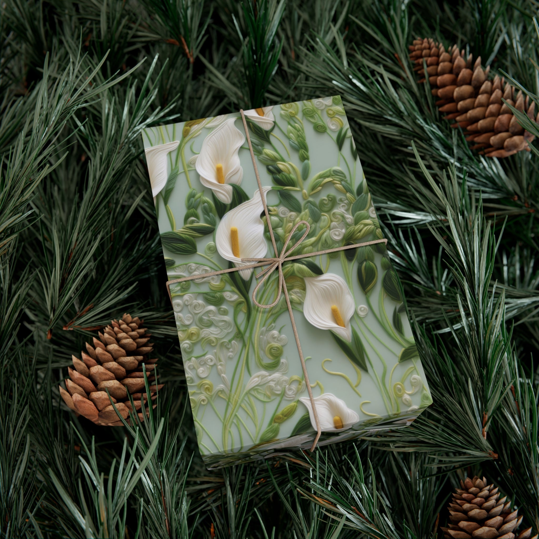 Elegant Calla Lily Wrapping Paper Beautiful Floral Design for Christmas, Birthdays & Special Occasions | Premium Gift Wrap for Nature Lovers Luxurious - MRSBYVALLE