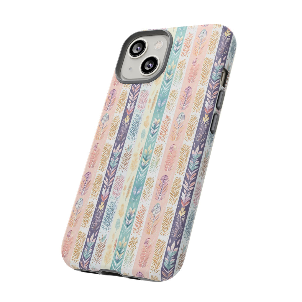 Coque de téléphone abstraite moderne aquarelle Plumes pastel bohème compatible avec iPhone, Samsung et plus - Protection élégante et durable avec un design artistique éclatant, cadeau parfait pour elle