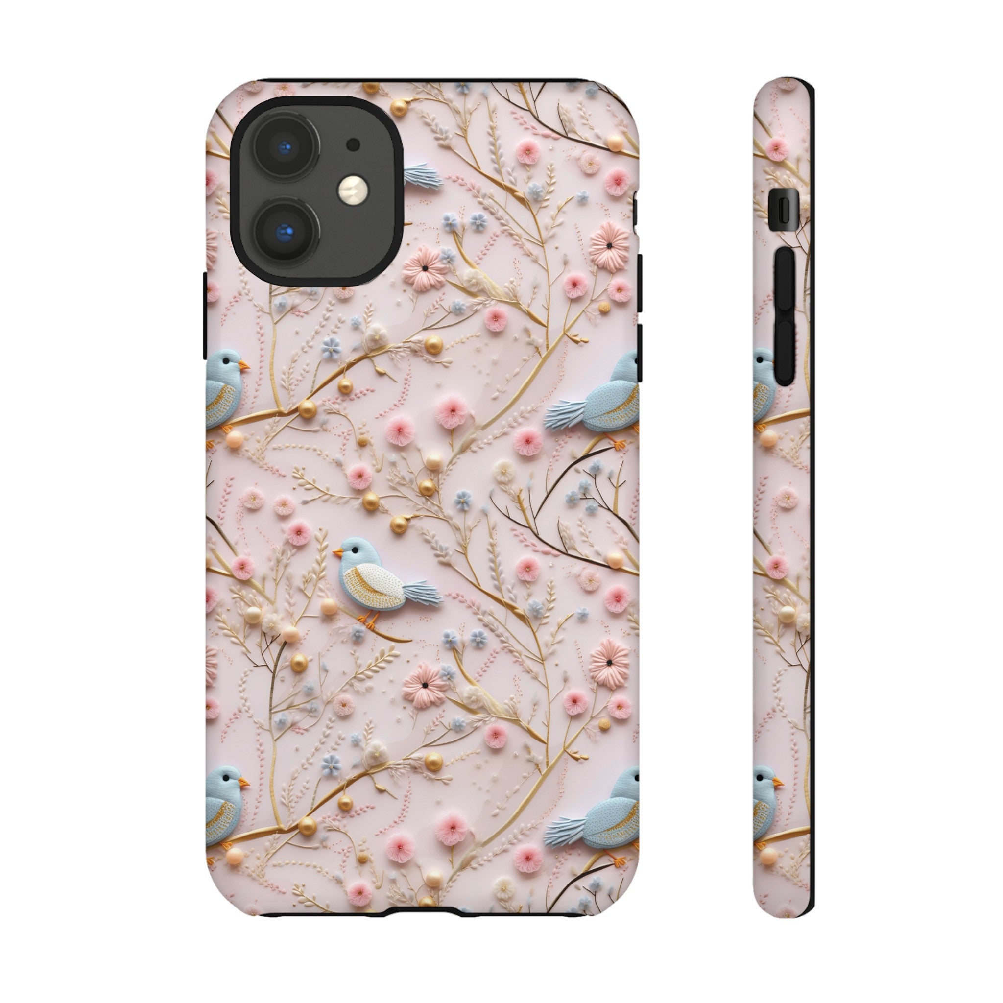 3D Birds Elegant Faux Flowers Phone Case Stylish & Durable for iPhone Samsung Gift iPhone 15, 14, 13 Samsung Pixel Gift for Mom Accessory Gift for Her