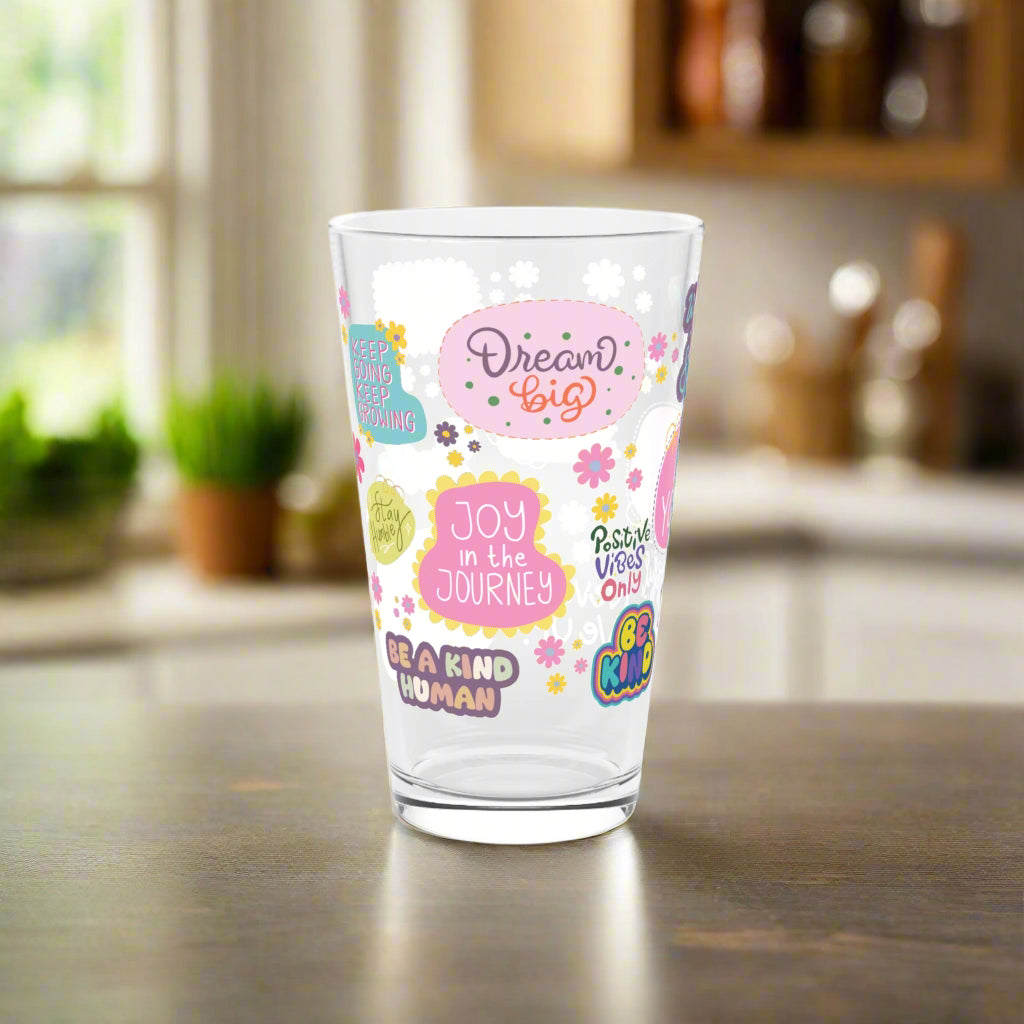 Good Vibes Only 16oz Pint Glass Motivational Quote Drinkware Positive Affirmation Glass | Perfect Uplifting Gift to Inspire & Encourage DailyHandwash Only
