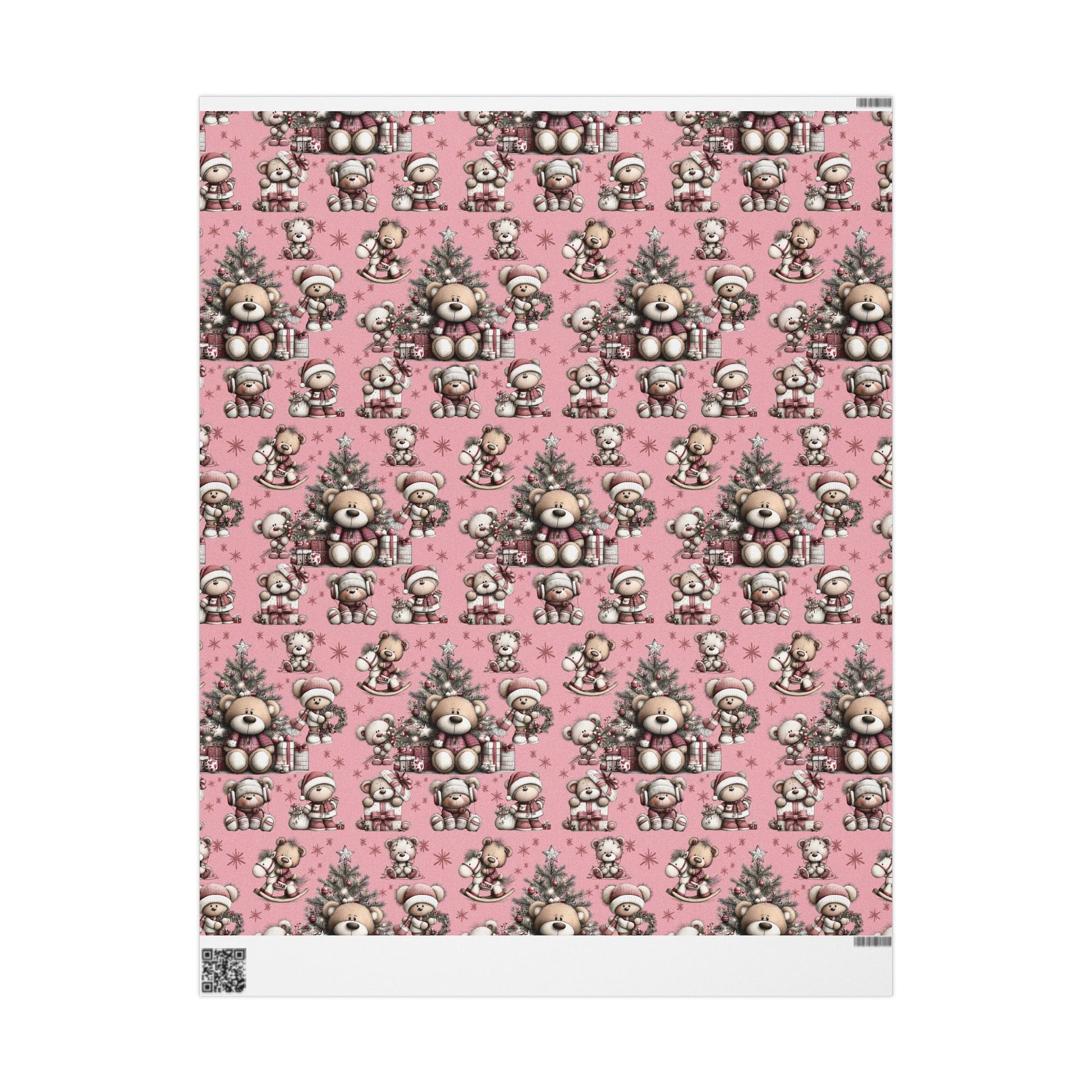 Whimsical Pink Teddy Bear Wrapping Paper Cute Holiday Gift Wrap for Sweet  Cozy Presents